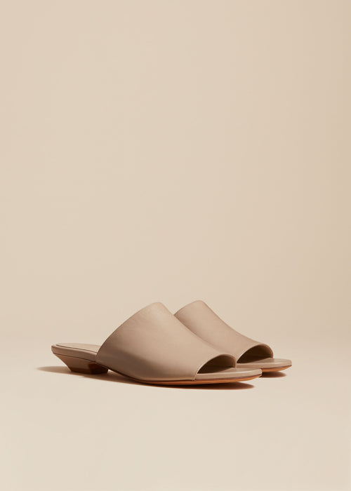 The Marion Slide in Beige Leather