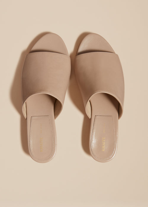 The Marion Slide in Beige Leather