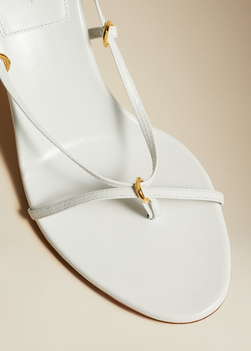 The Marion Sandal in Optic White Leather