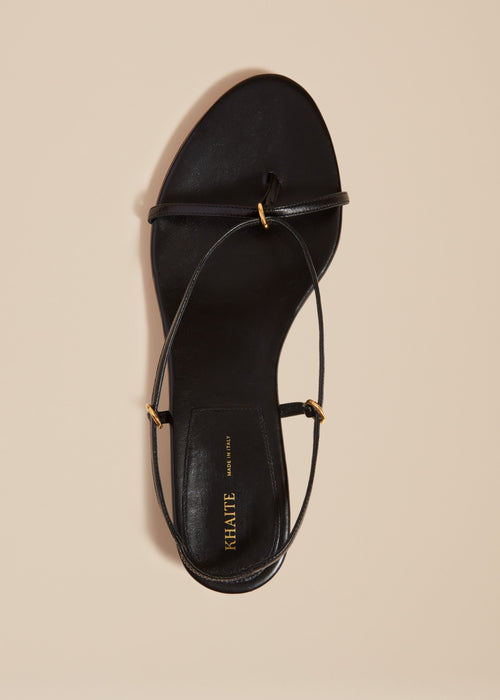 The Marion Strappy Flat Sandal in Black Leather– KHAITE