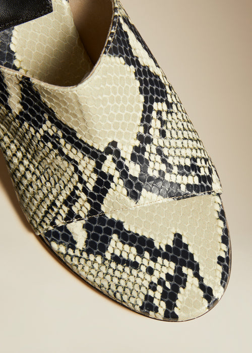 The Marion Wedge Sandal in Natural Python-Embossed Leather