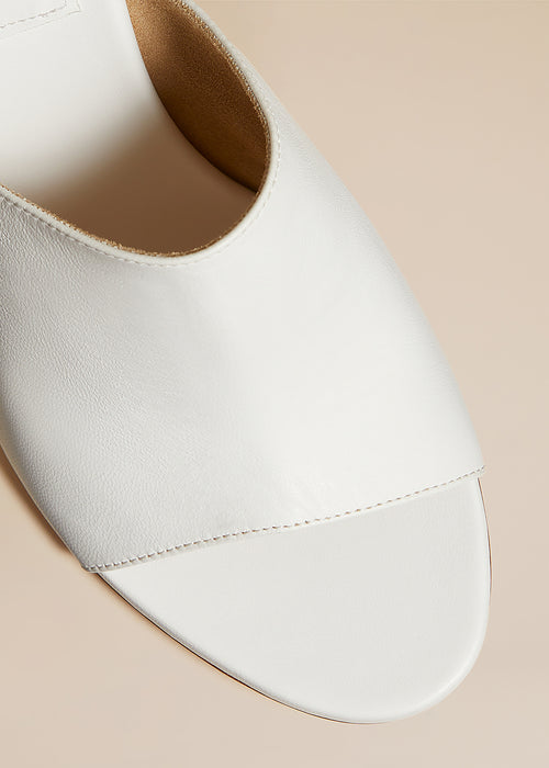 The Marion Wedge Sandal in Crinkled White Leather
