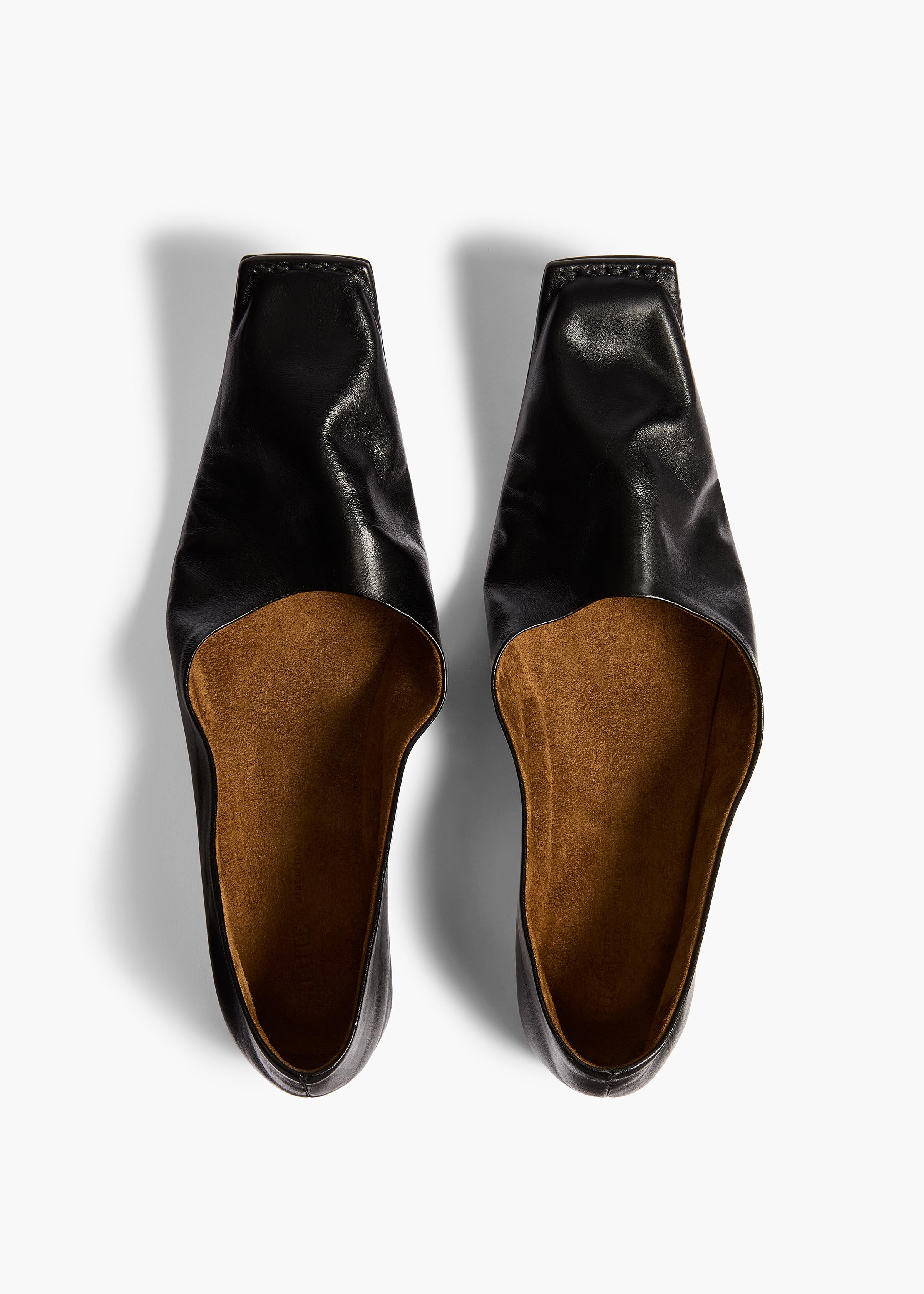 Marlene Ballerina in Black Glazed Leather