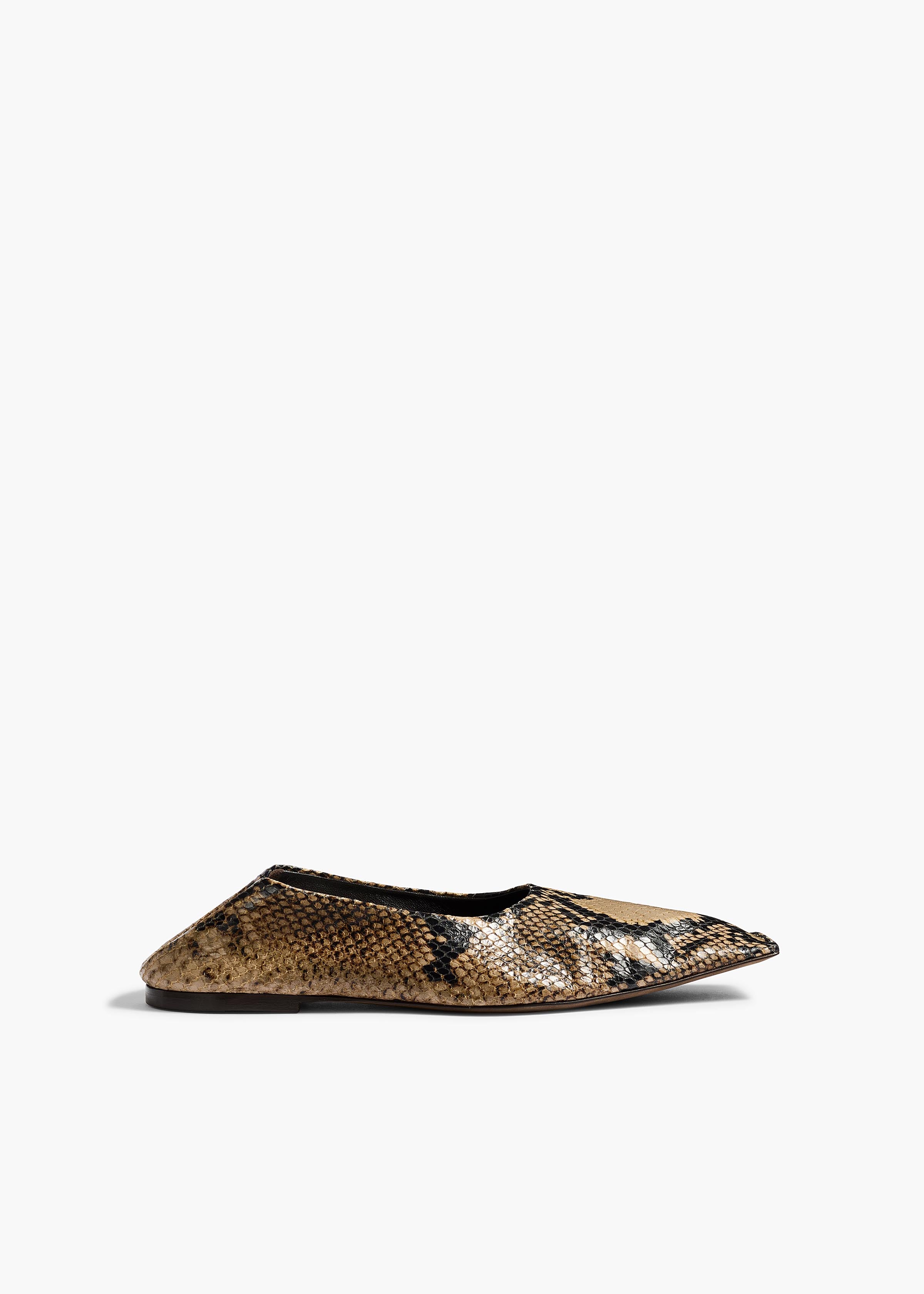 Marlene Ballerina in Python-Embossed Taupe