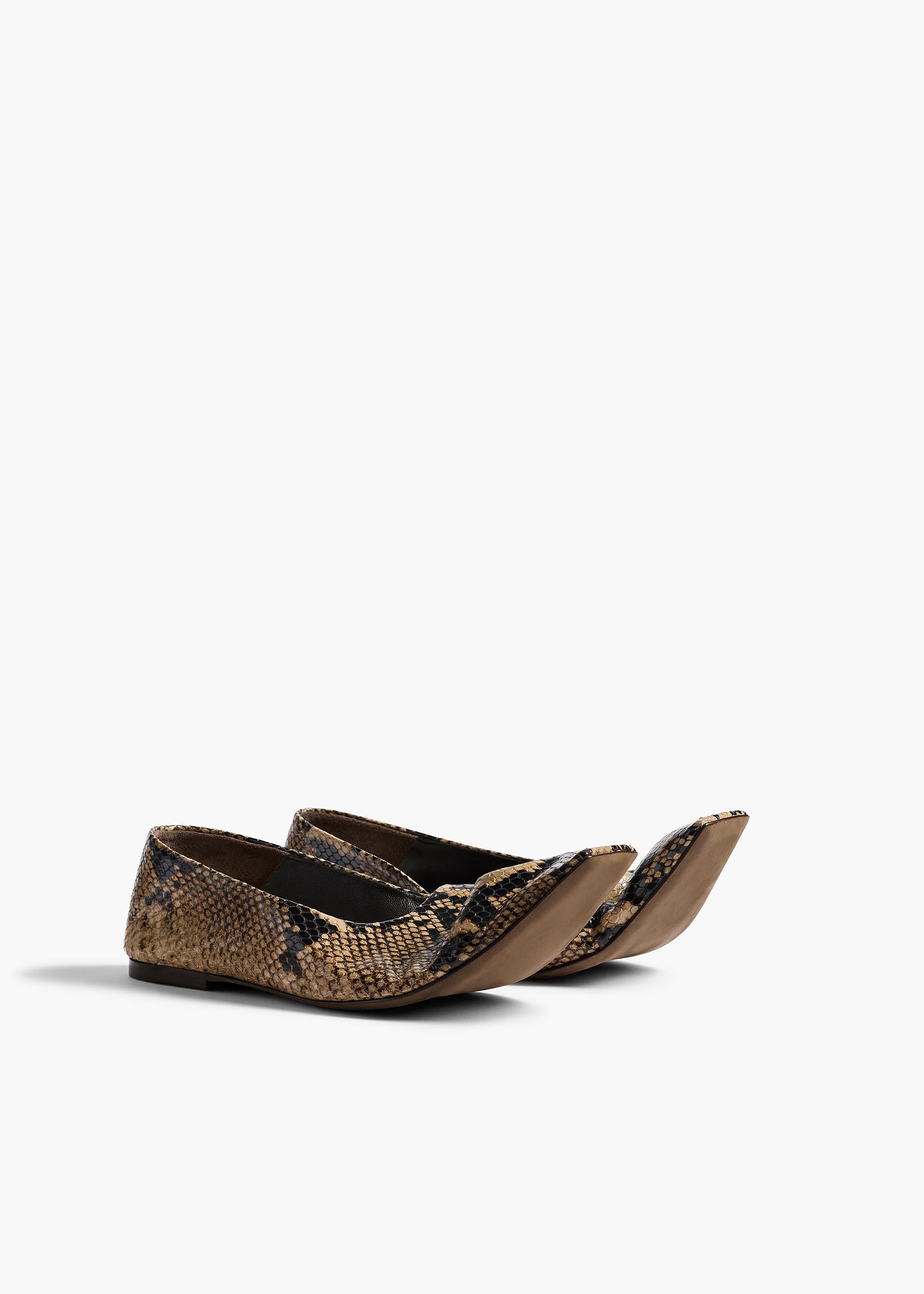 Marlene Ballerina in Python-Embossed Taupe