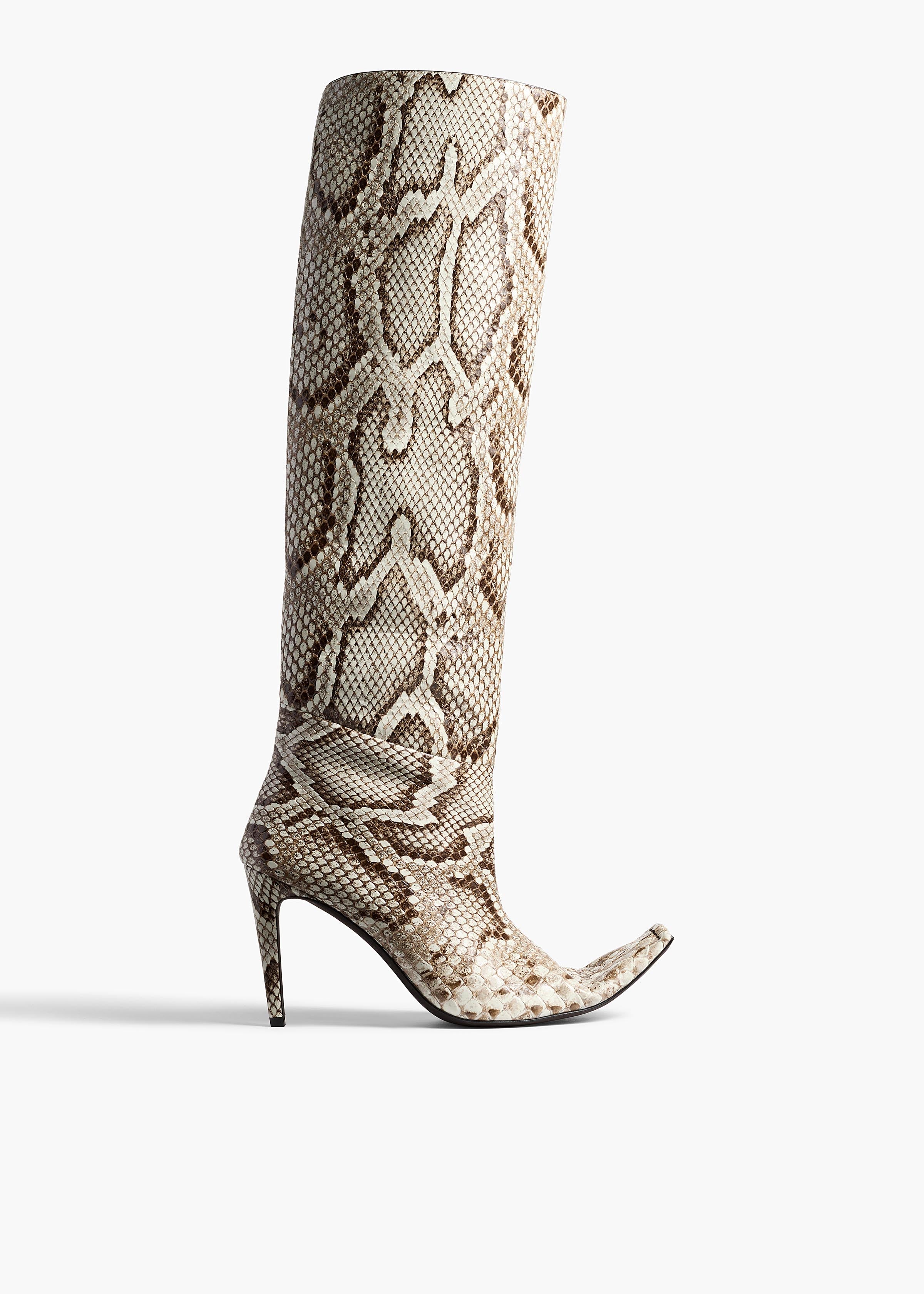 Marlene Knee-High Boot in Natural Python