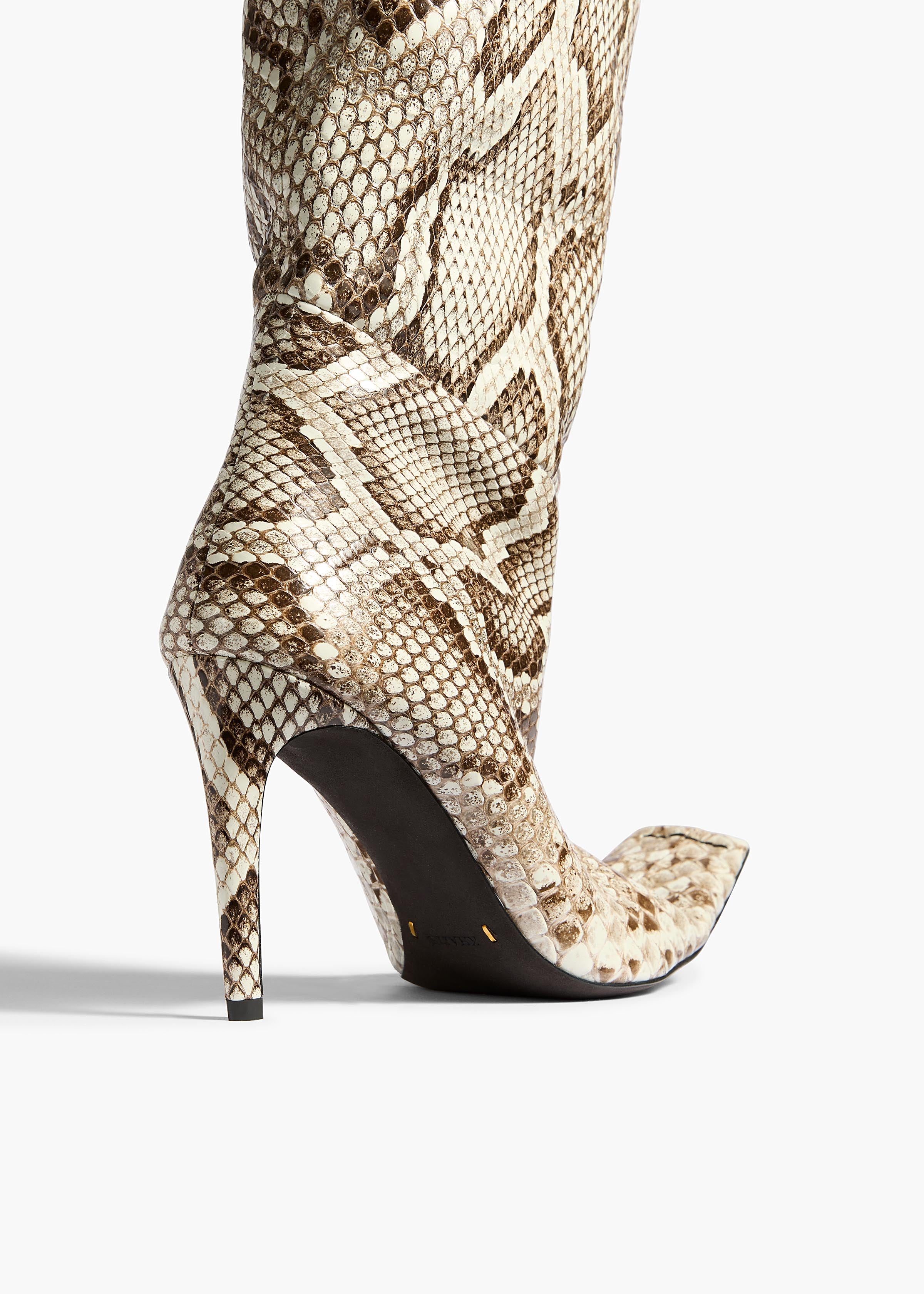 Marlene Knee-High Boot in Natural Python