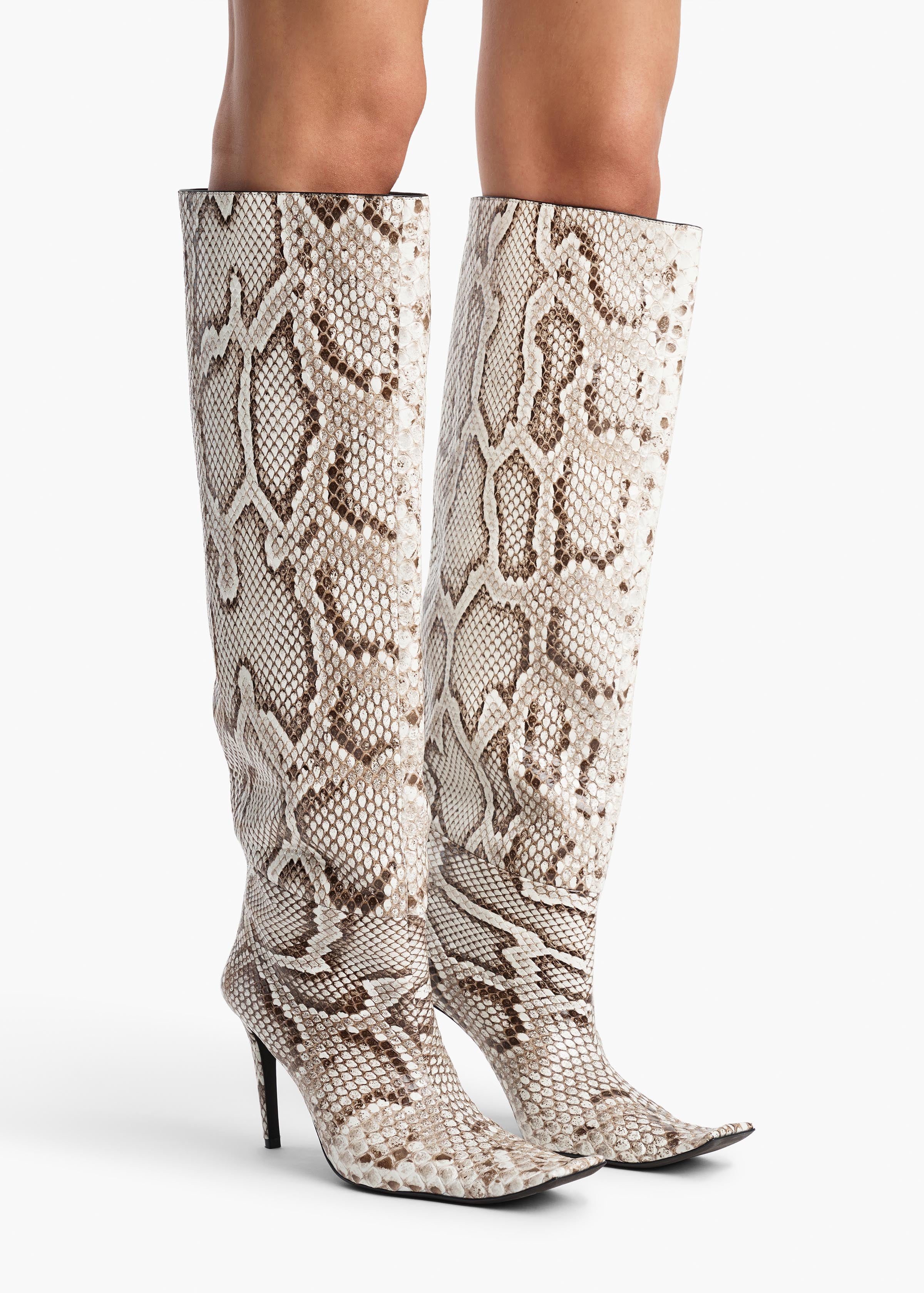 Marlene Knee-High Boot in Natural Python
