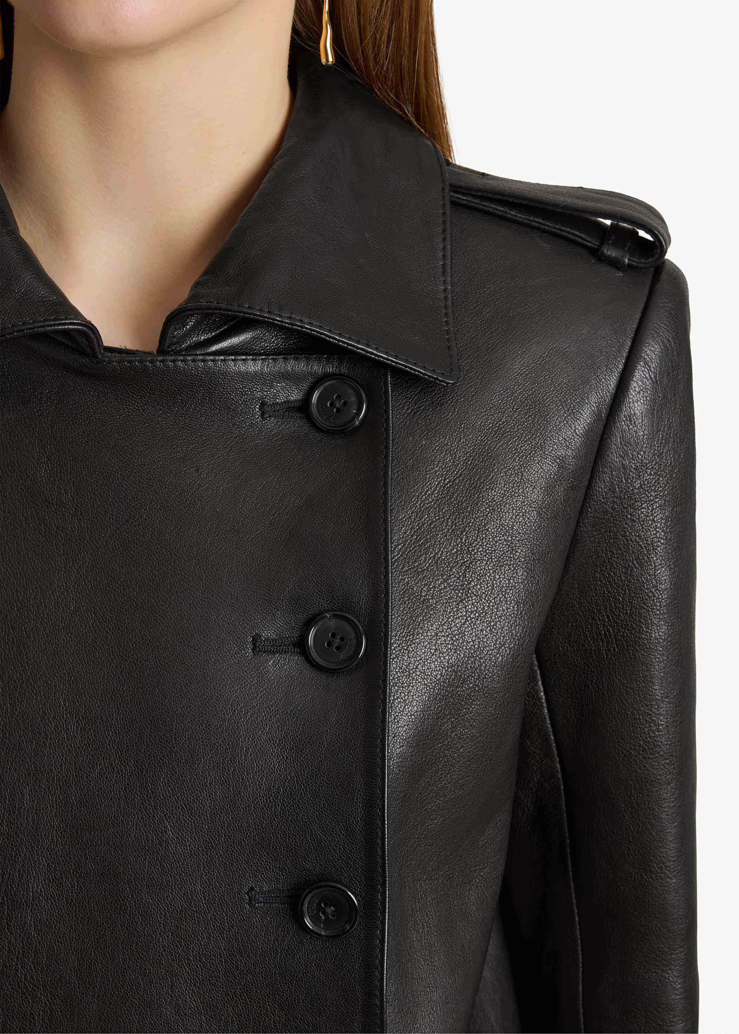 Marllo Jacket in Black Leather DETAILED VIEW 2