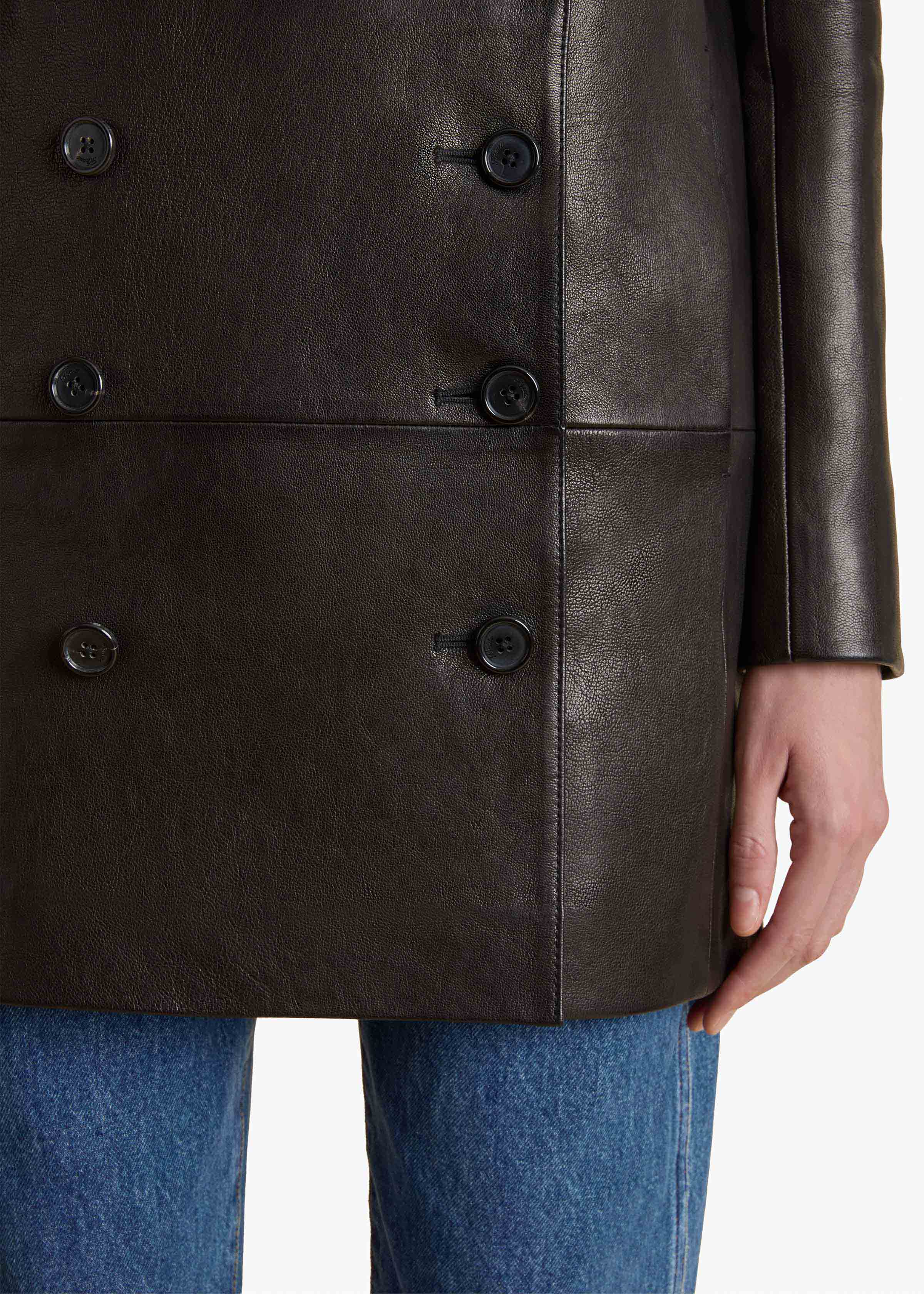 Marllo Jacket in Black Leather DETAILED VIEW 1