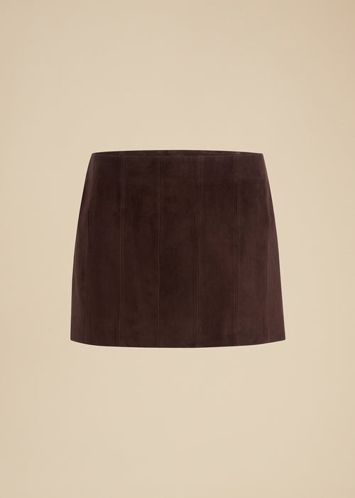 The Meelar Skirt in Dark Brown Suede