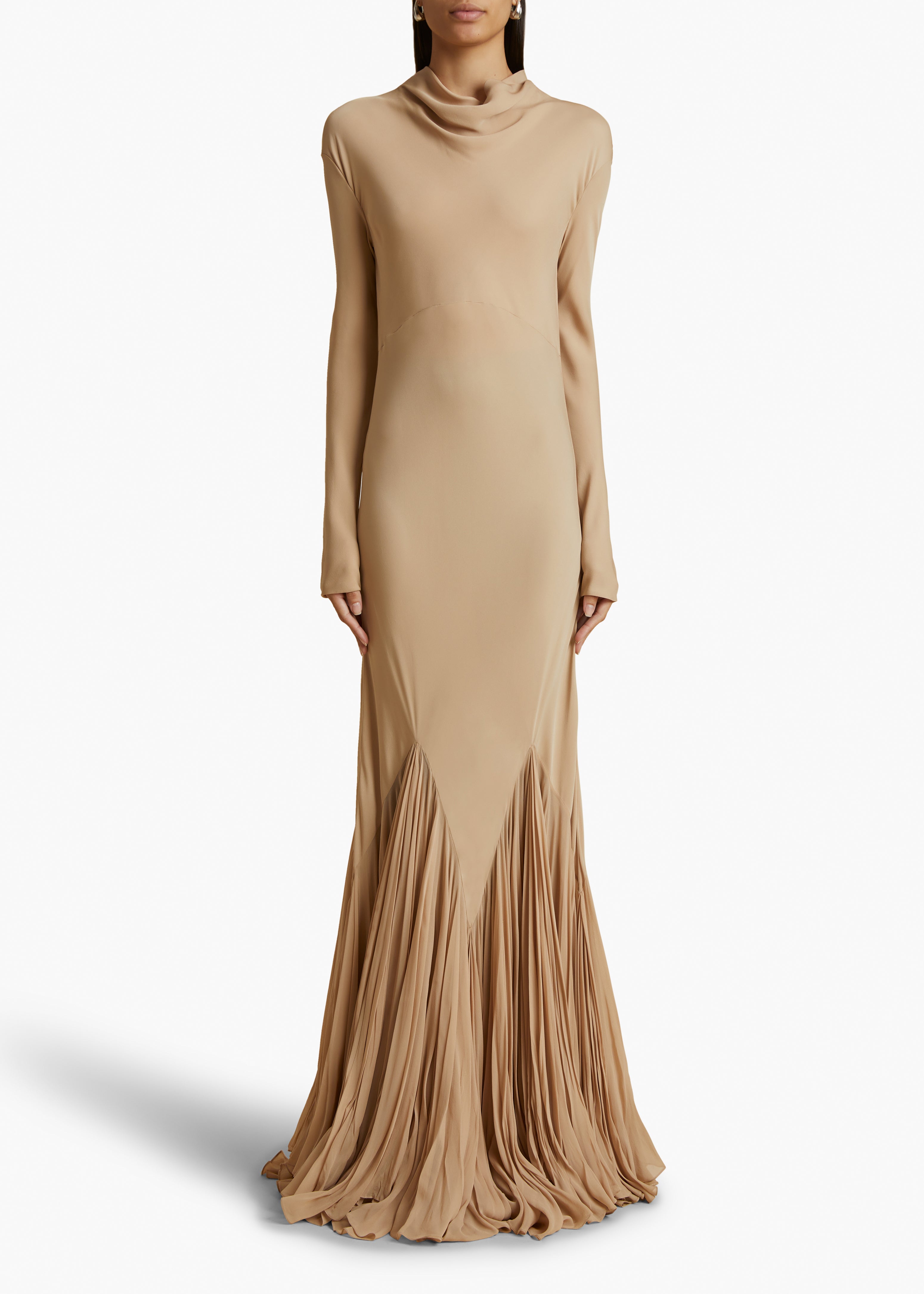 Metin Dress in Beige FRONT VIEW