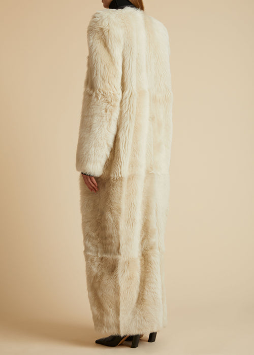The Micah Coat in Cream Shearling