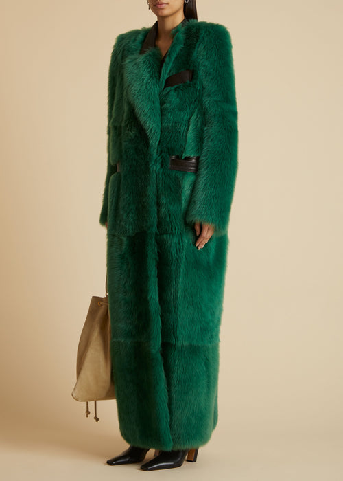 The Micah Coat in Forest Green Shearling
