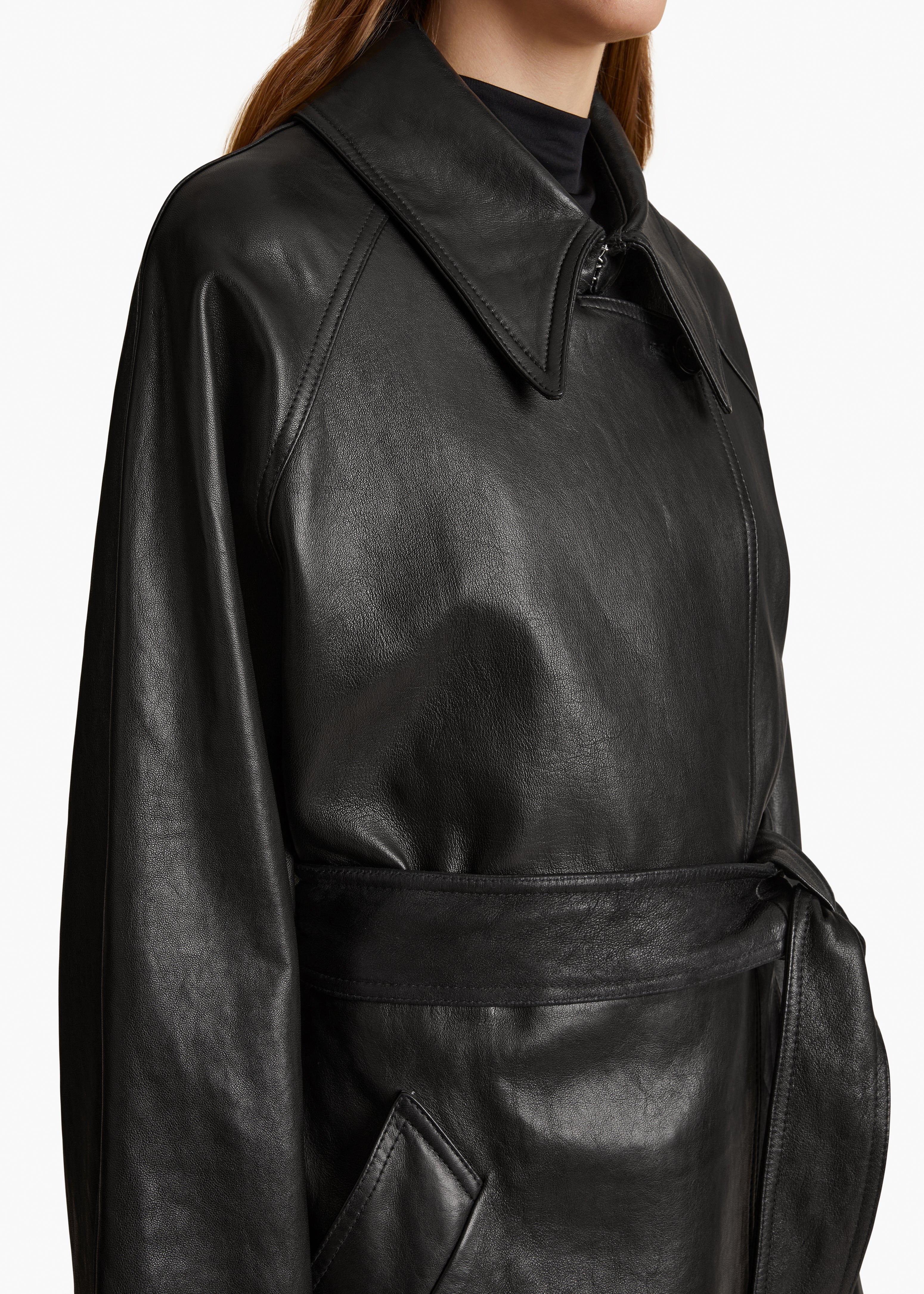 MICKY COAT IN BLACK LEATHER DETAILED VIEW 1