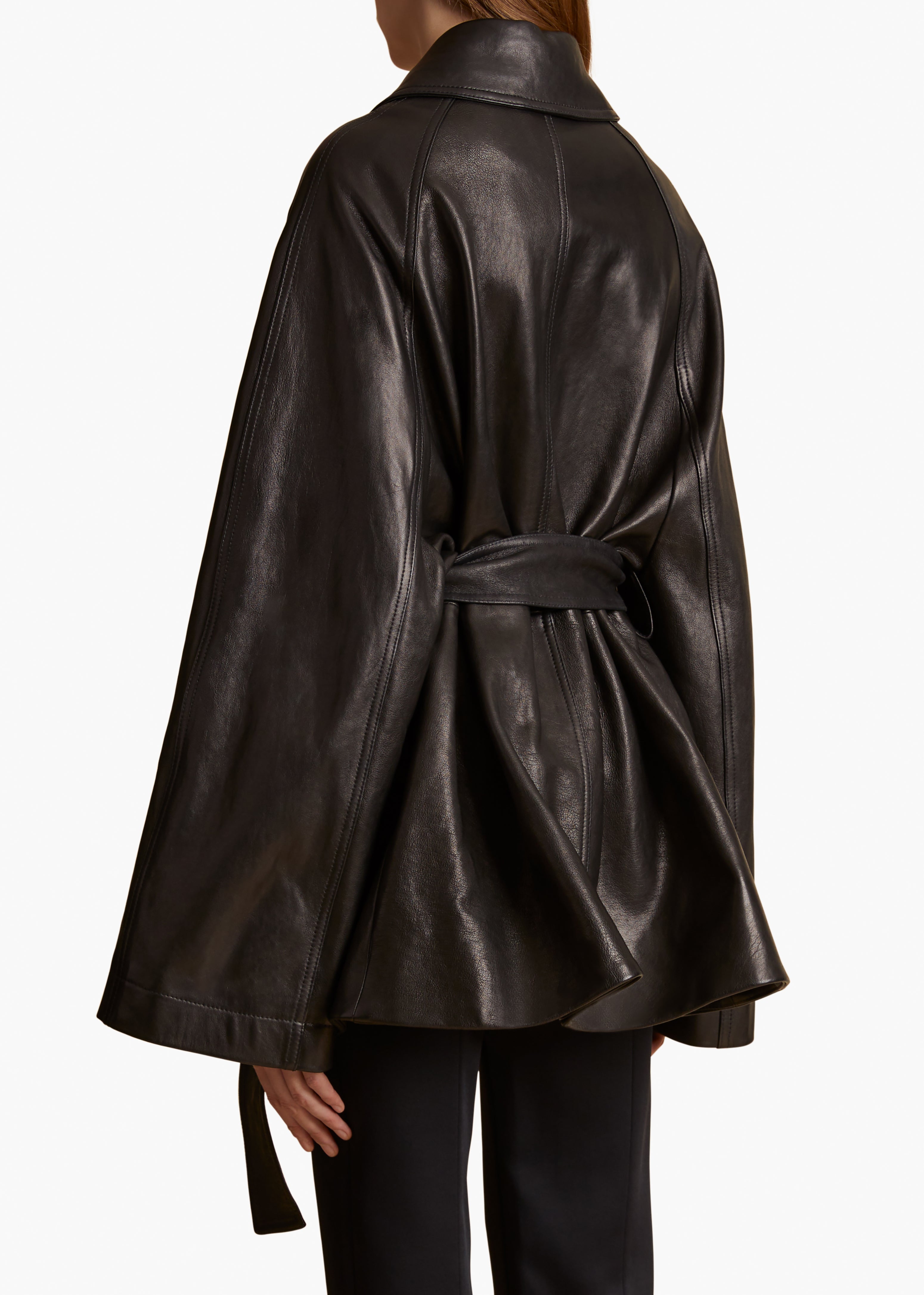 MICKY COAT IN BLACK LEATHER BACK VIEW