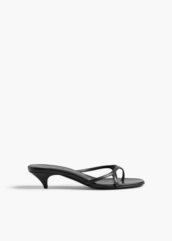 Mila Kitten Heel Sandal in Black Leather