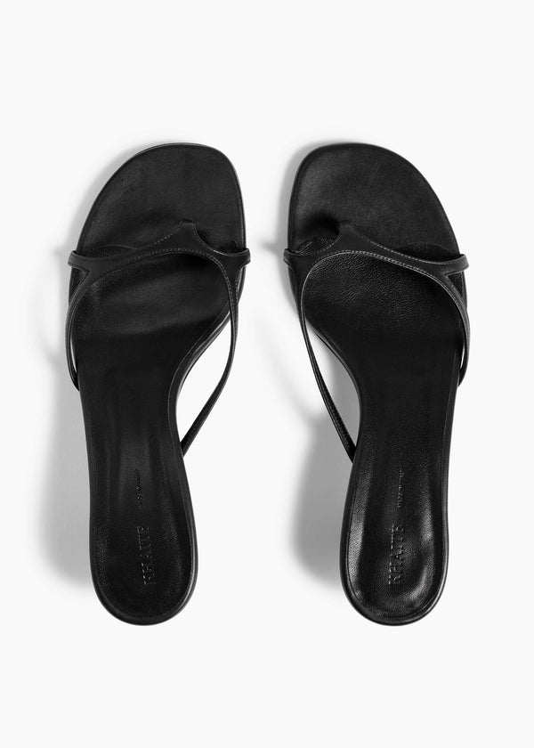 Mila Kitten Heel Sandal in Black Leather