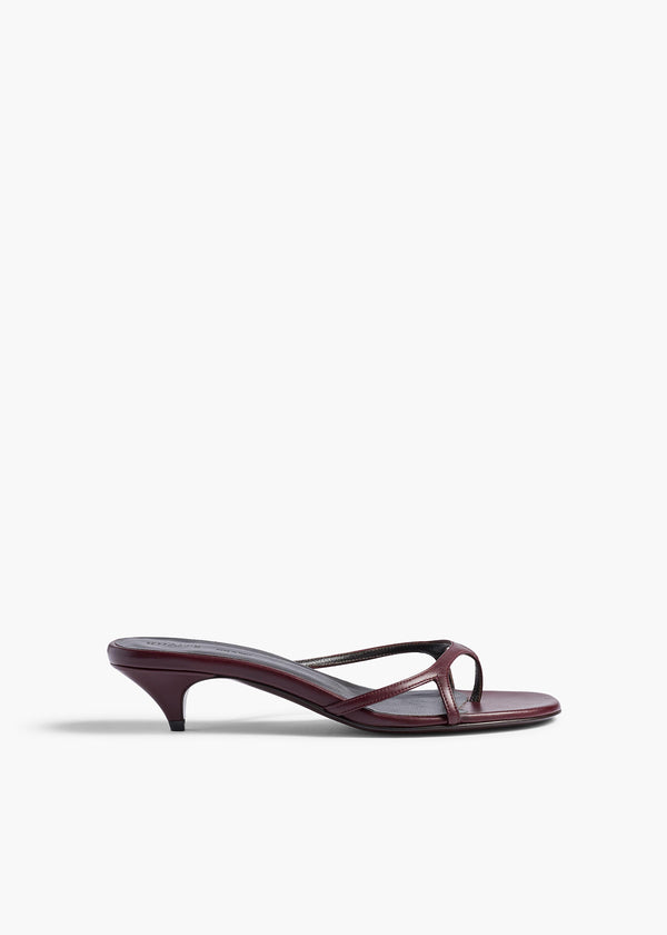 Mila Kitten Heel Sandal in Bordeaux Leather