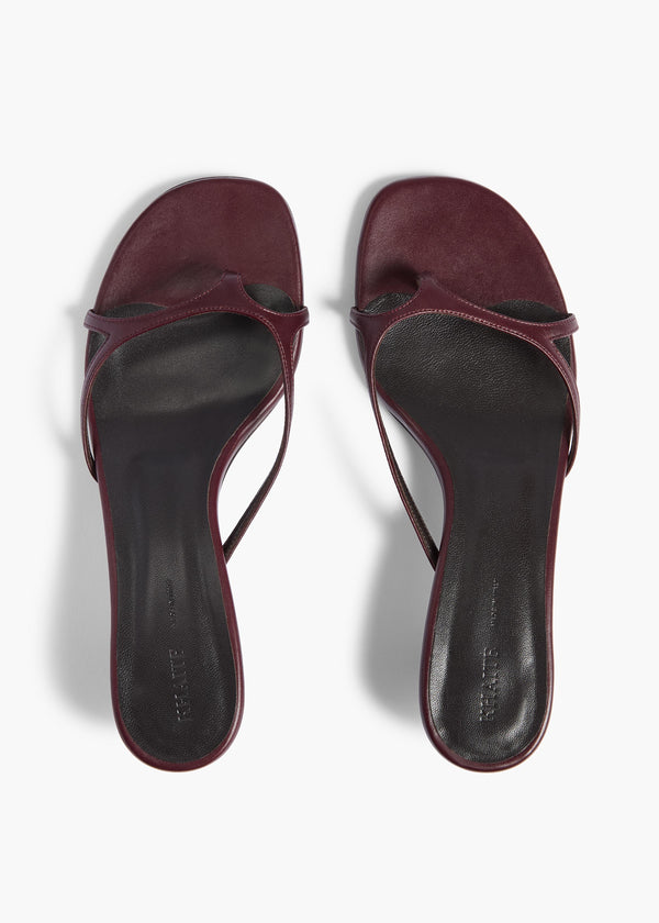 Mila Kitten Heel Sandal in Bordeaux Leather