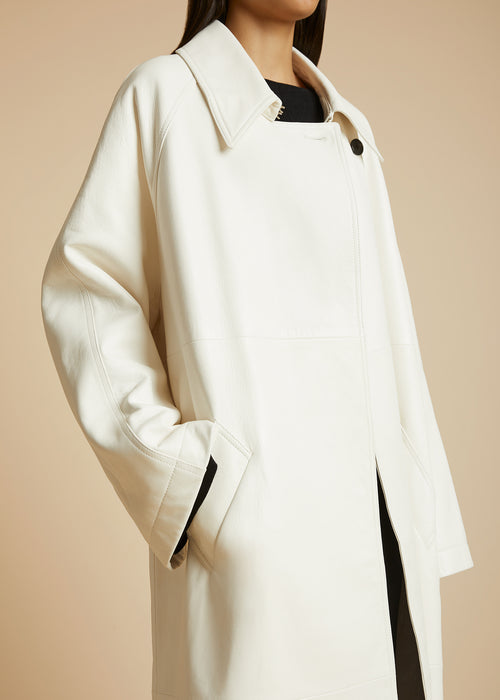 The Minnie Coat in Optic White Leather