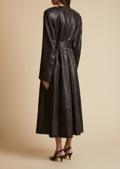 The Minnler Coat in Black Leather