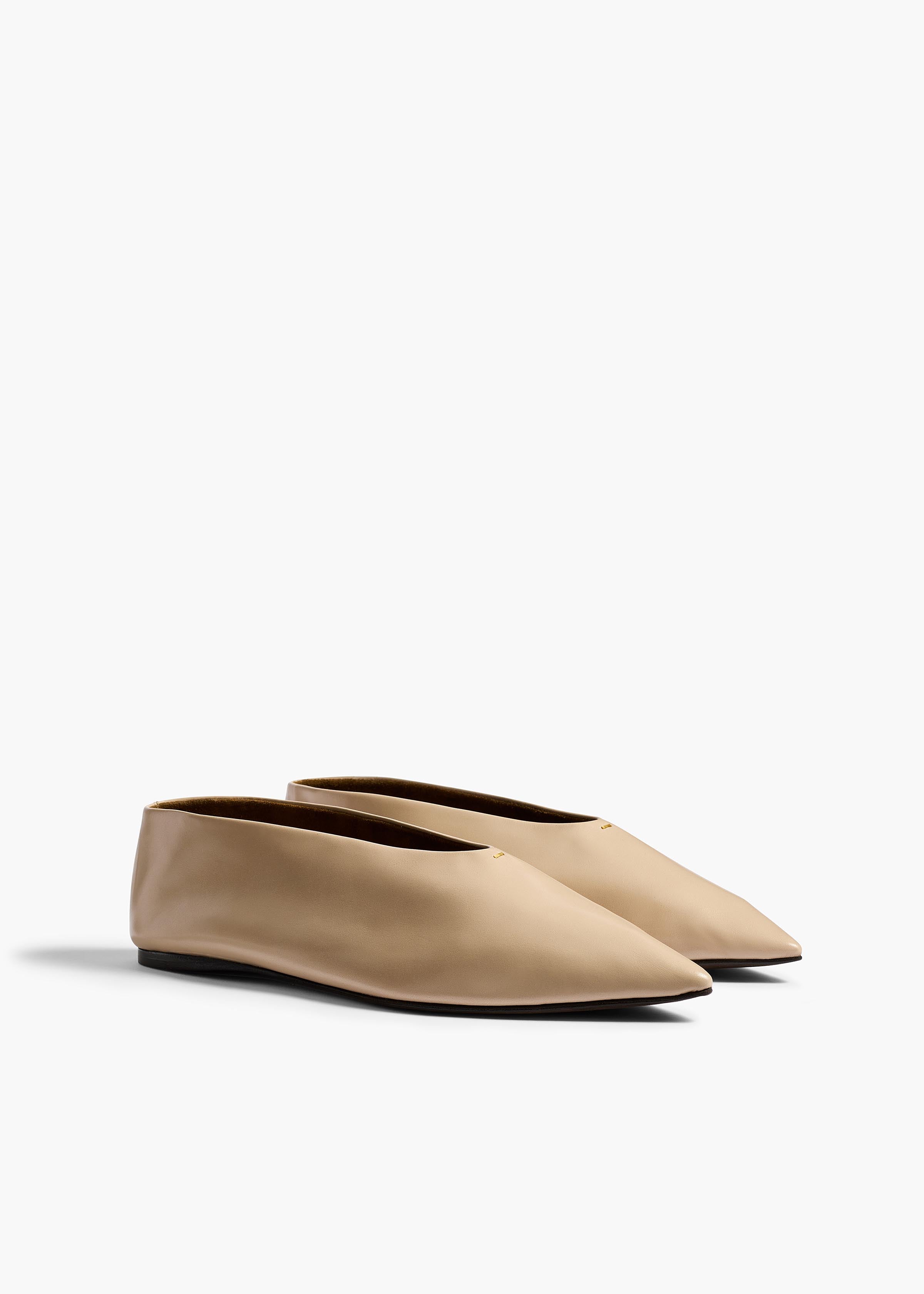 Miriam Ballerina in Nude Glazed Leather