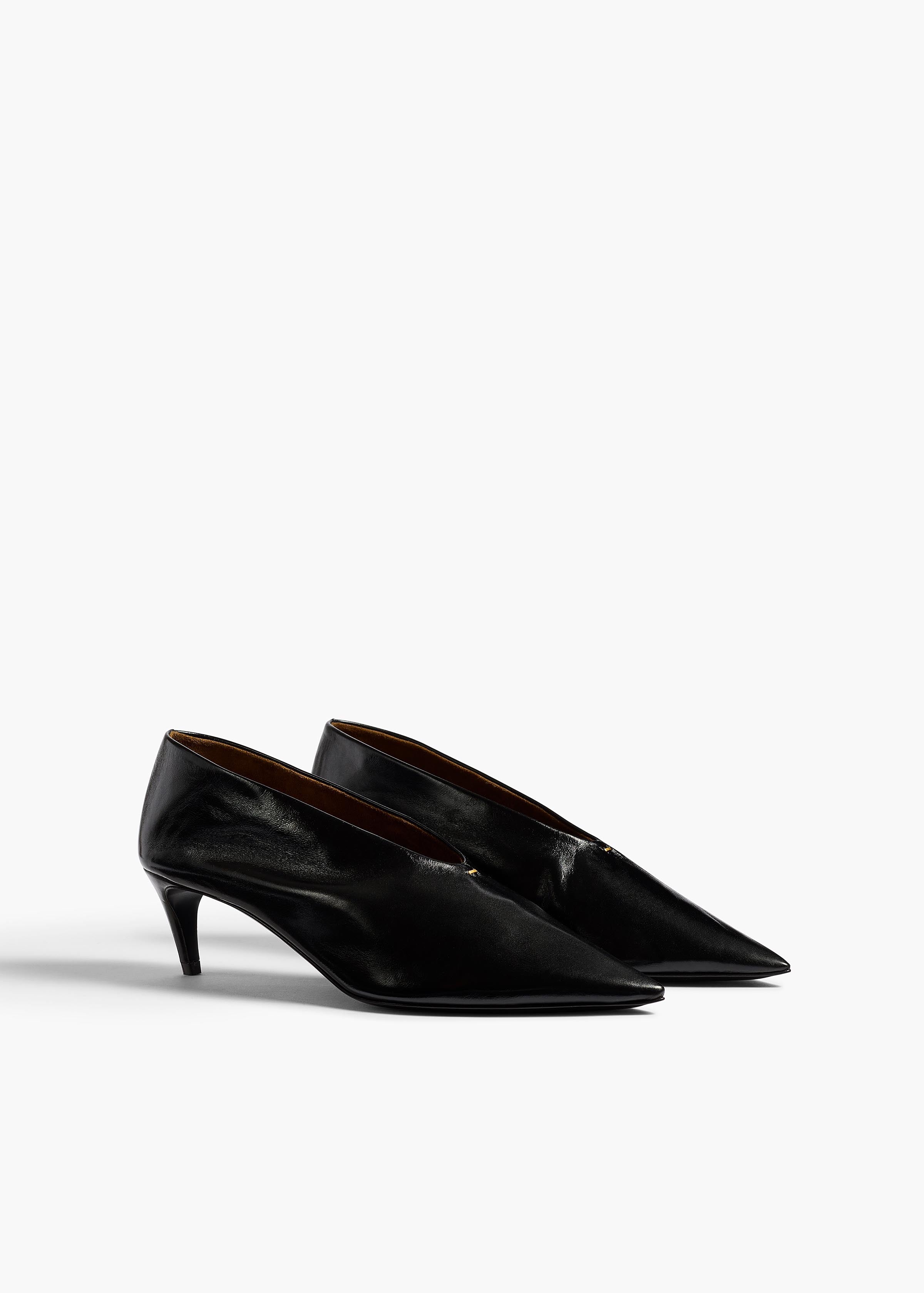 Miriam Low Pump in Black Glazed Leather