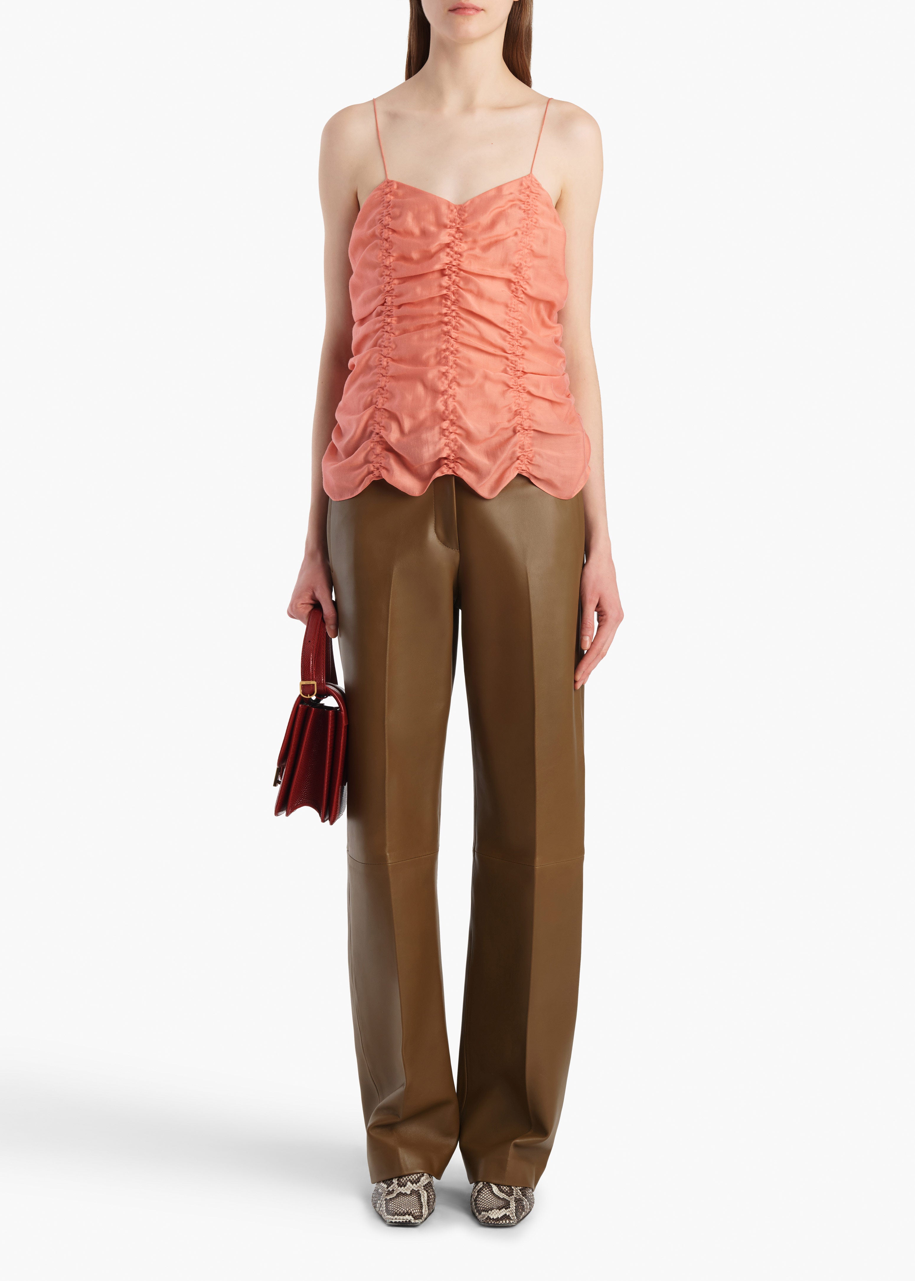 Mita Pant in Dark Olive Leather