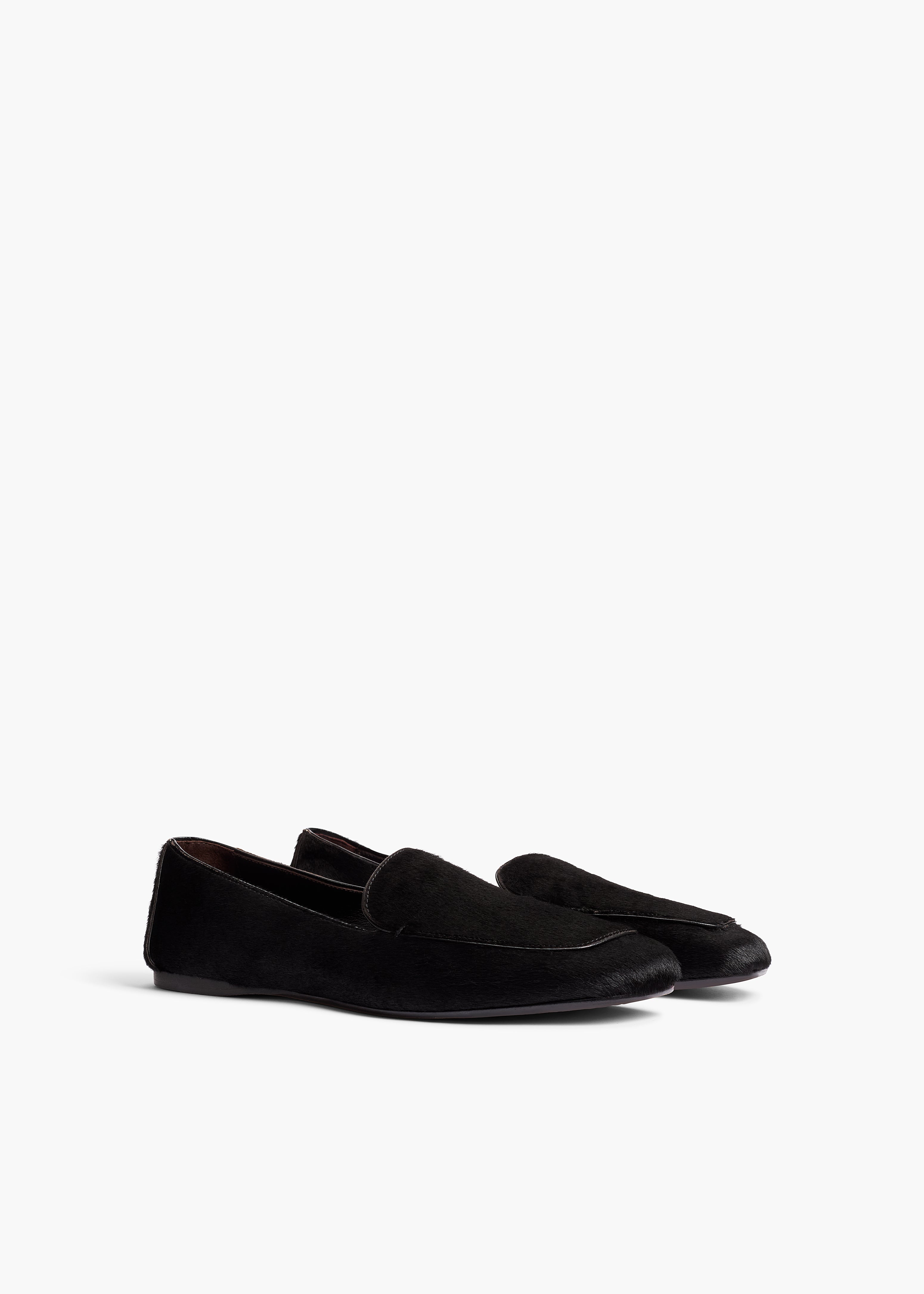 Monroe Loafer in Black Haircalf ANGLED VIEW