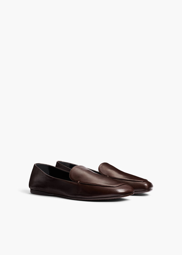 Monroe Loafer in Chocolate Nappa Leather ANGLED VIEW