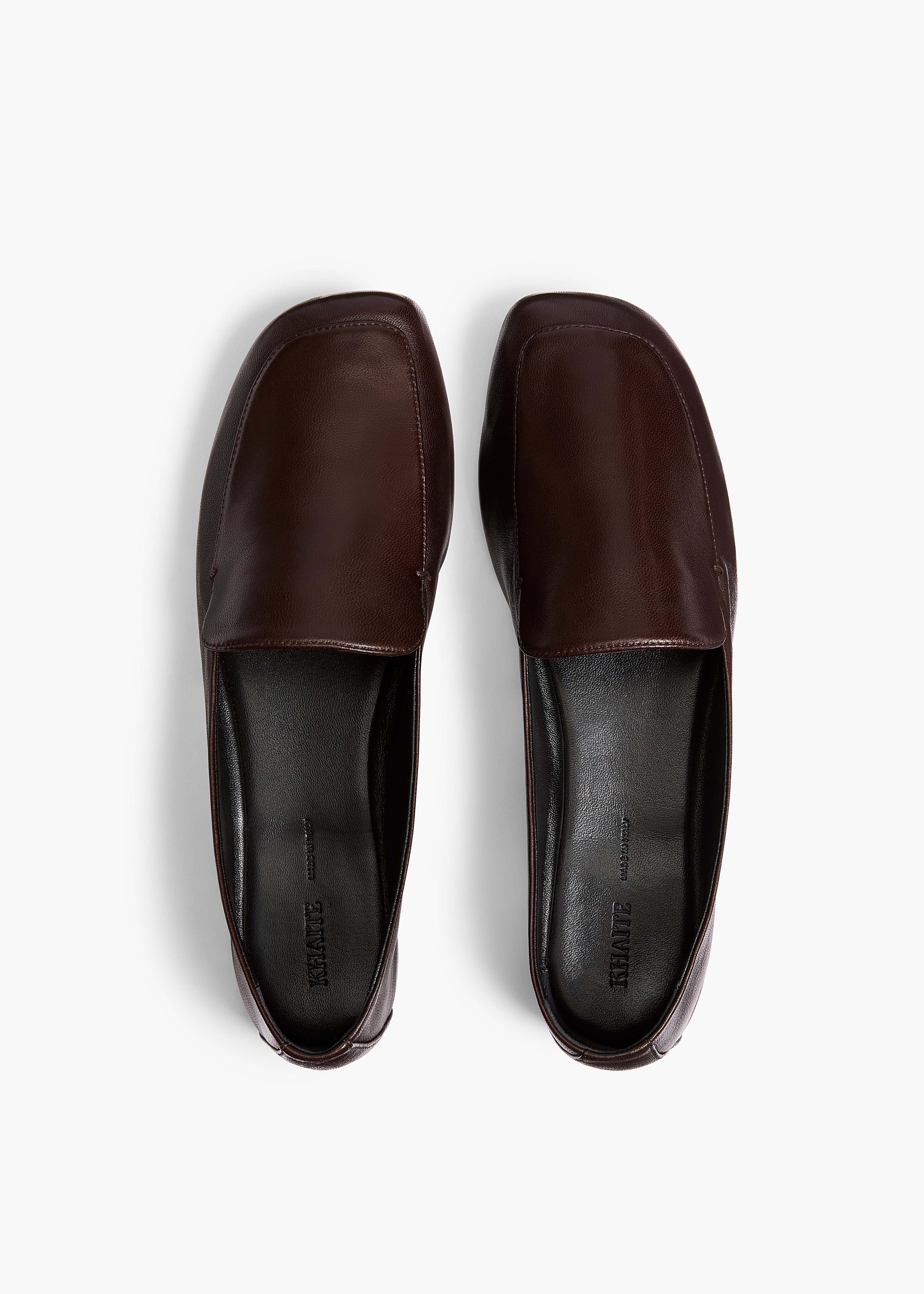 Monroe Loafer in Chocolate Nappa Leather OVERHEAD VIEW