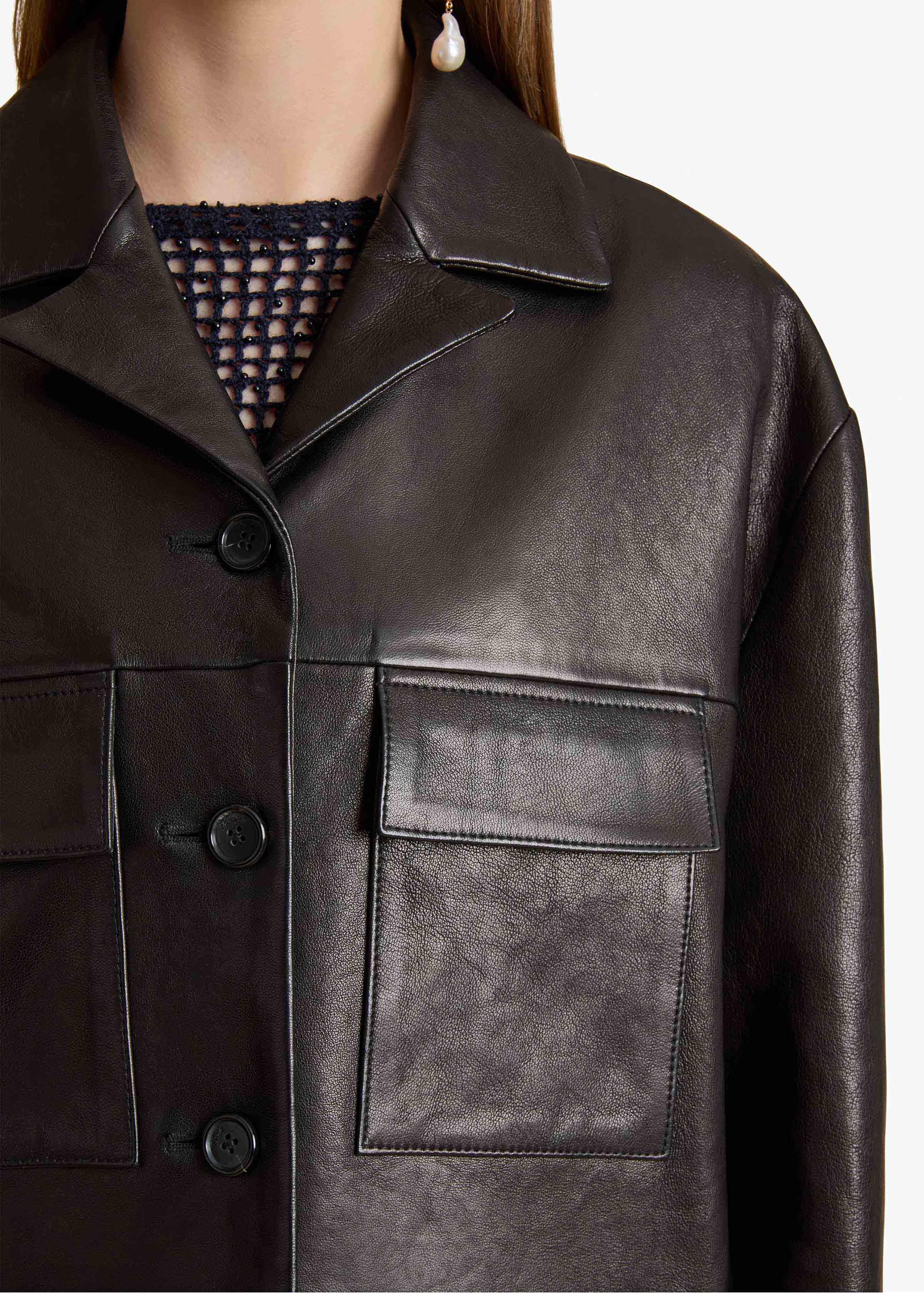 Morsson Jacket in Black Leather DETAILED VIEW 1