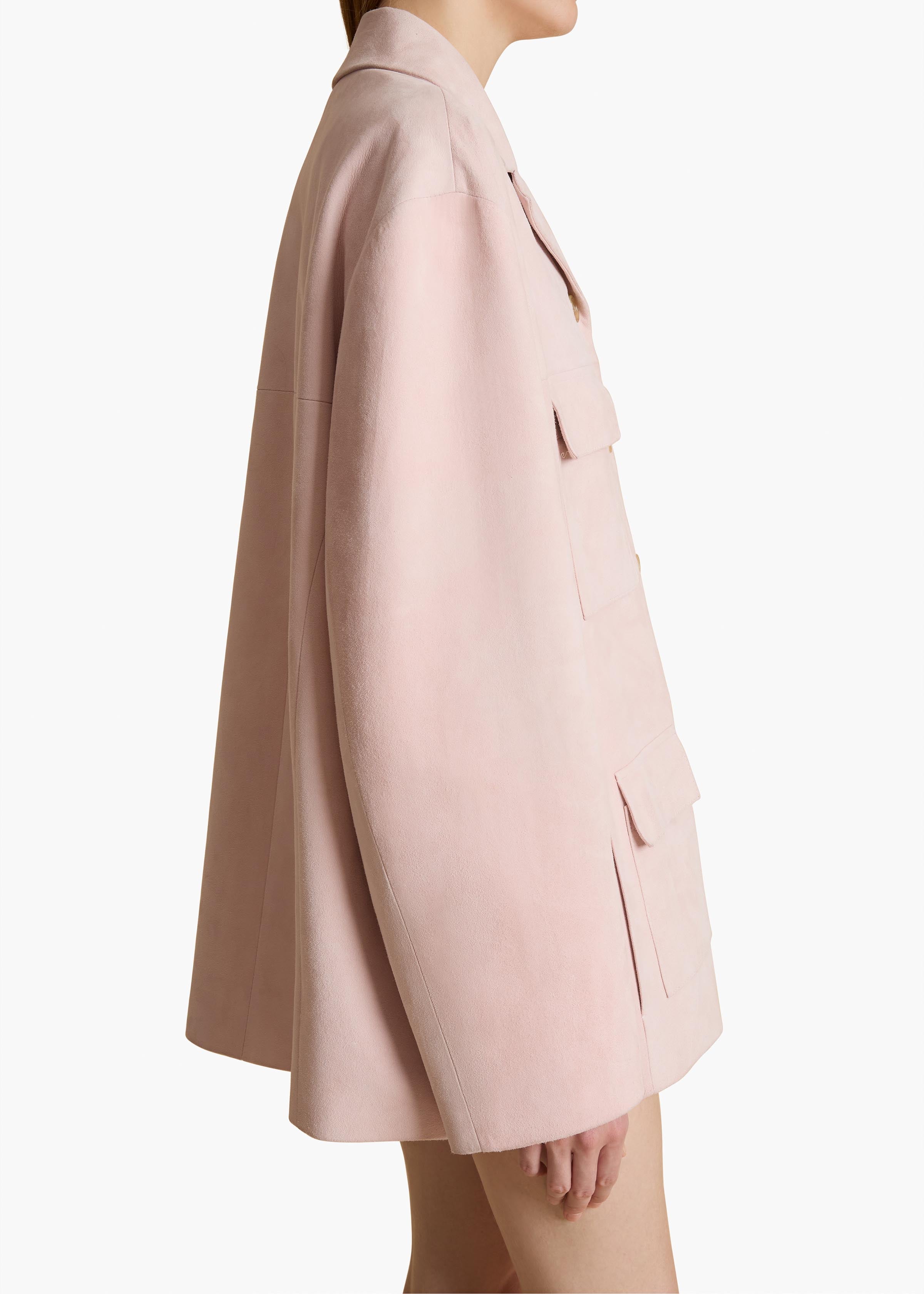 Morsson Jacket in Soft Pink Suede DETAILED VIEW 1