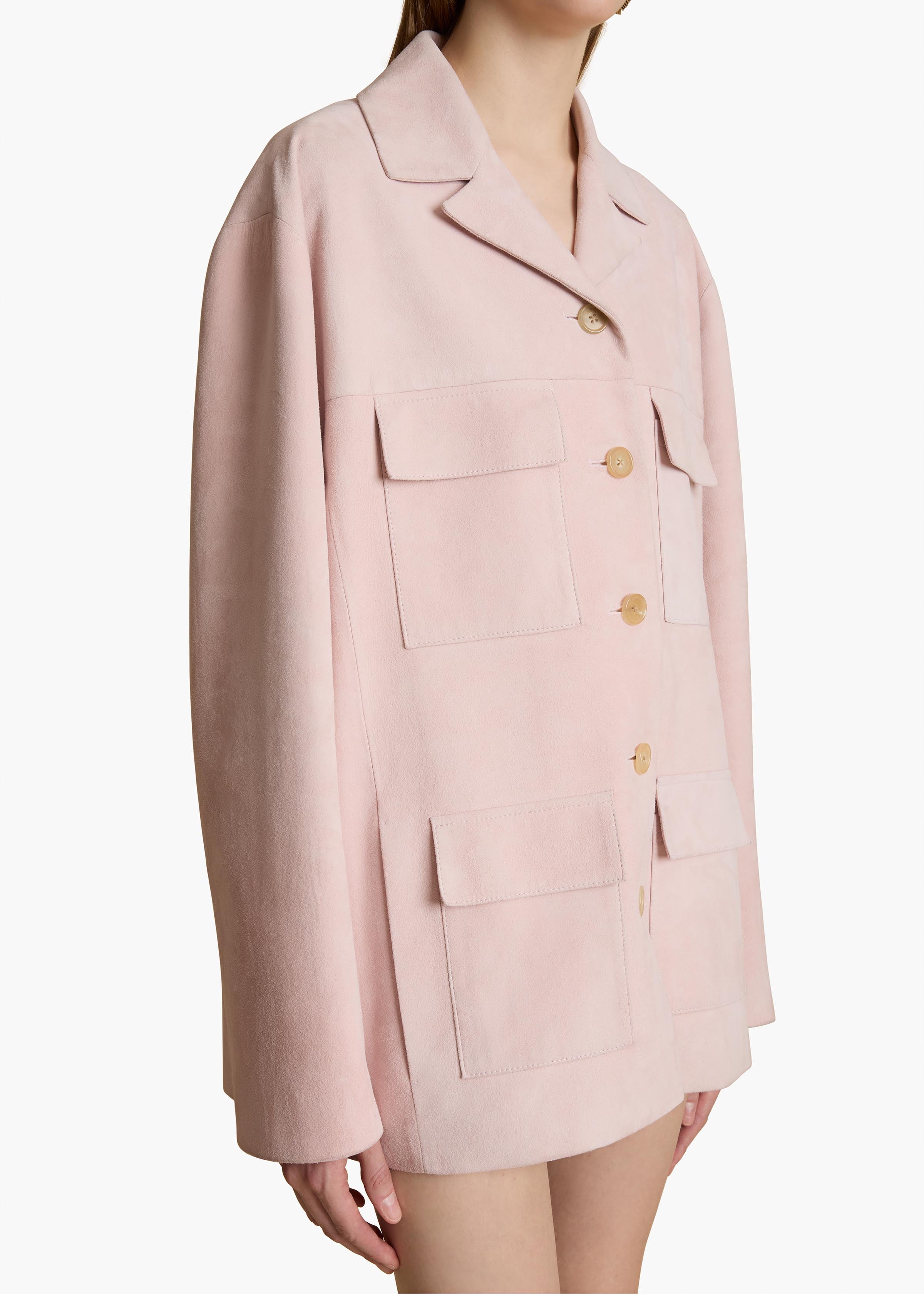 Morsson Jacket in Soft Pink Suede DETAILED VIEW 2