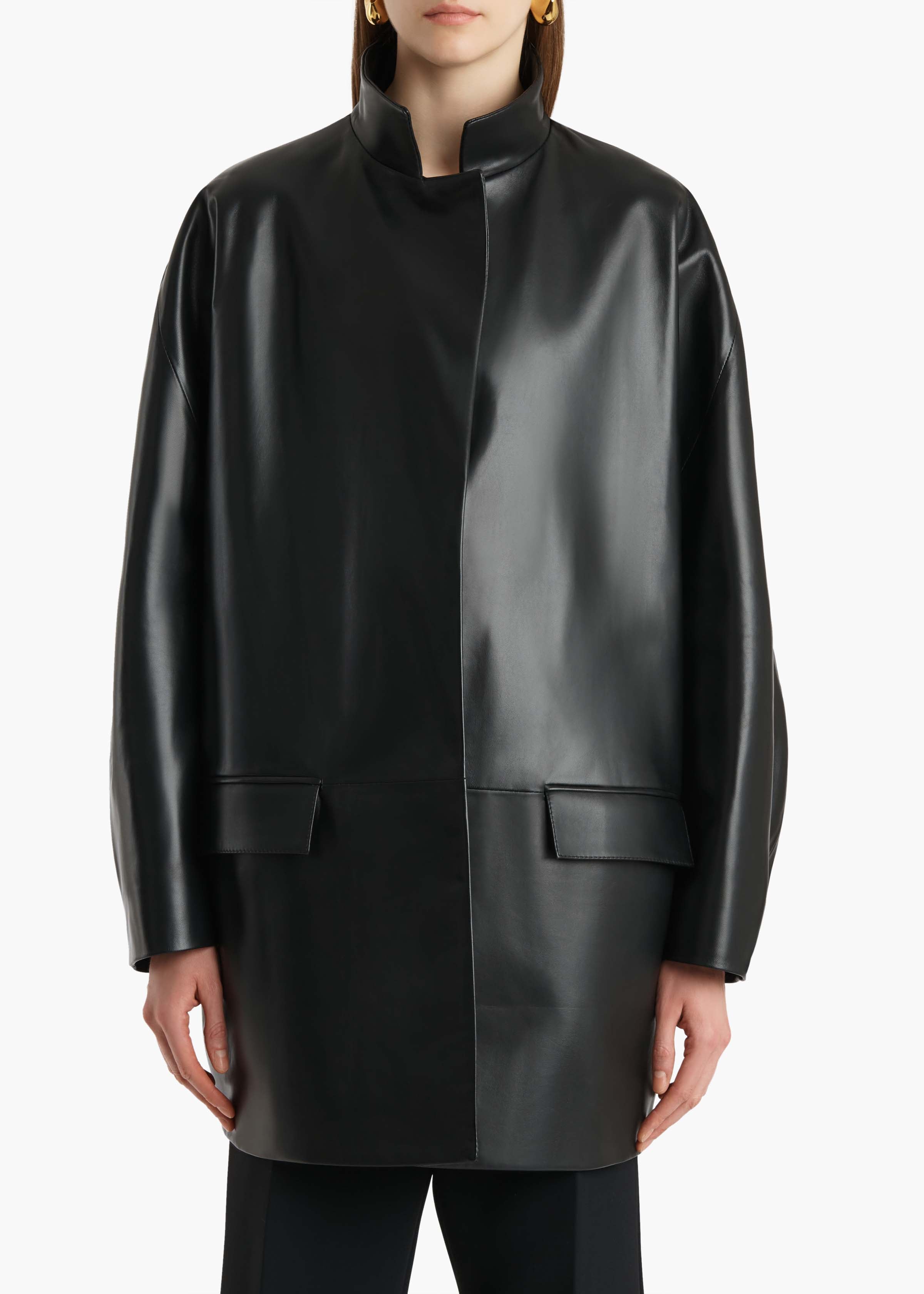 Mura Coat in Black Leather