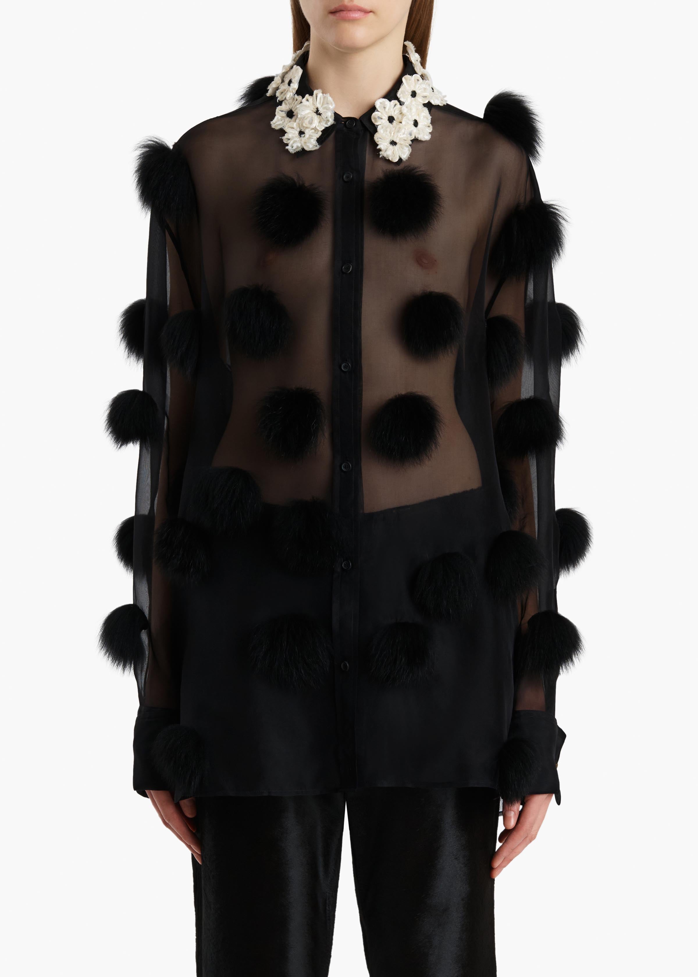 NAOMI TOP W FUR DOT EMB BLACK 2478343 200 B