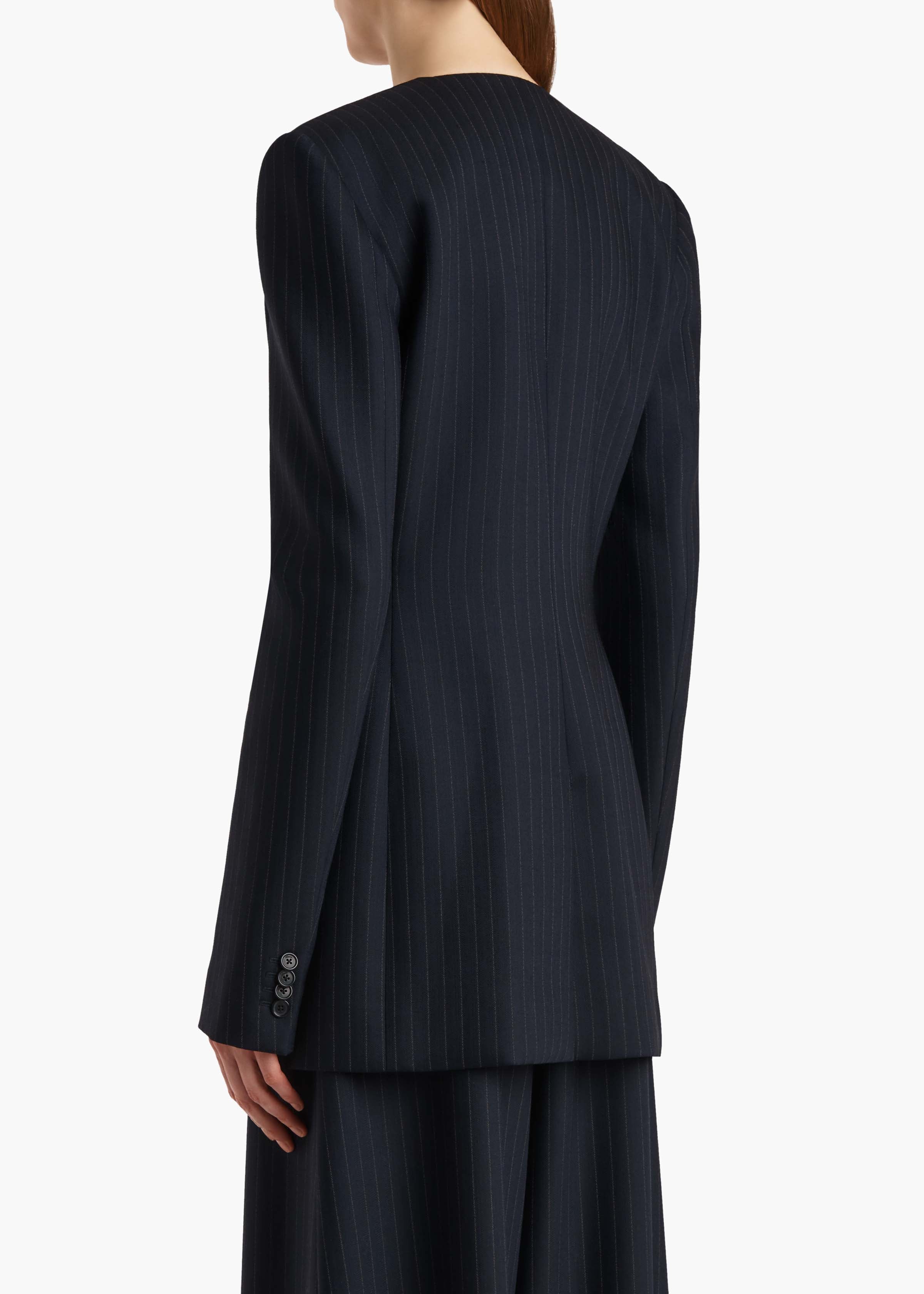 Naran Jacket in Navy and White Stripe – KHAITE