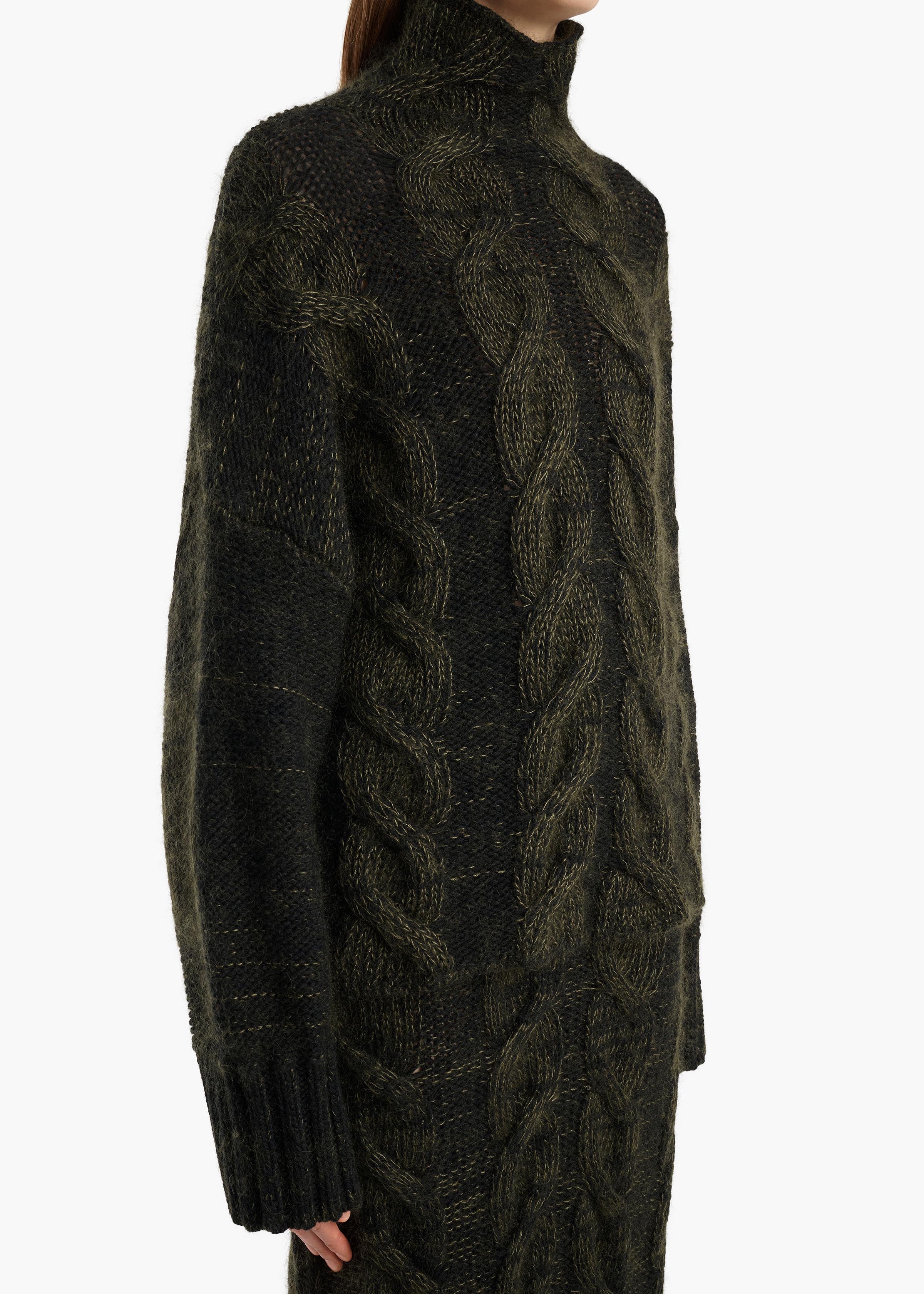 KHAITE  - Nico Sweater in Black and Olive Multi