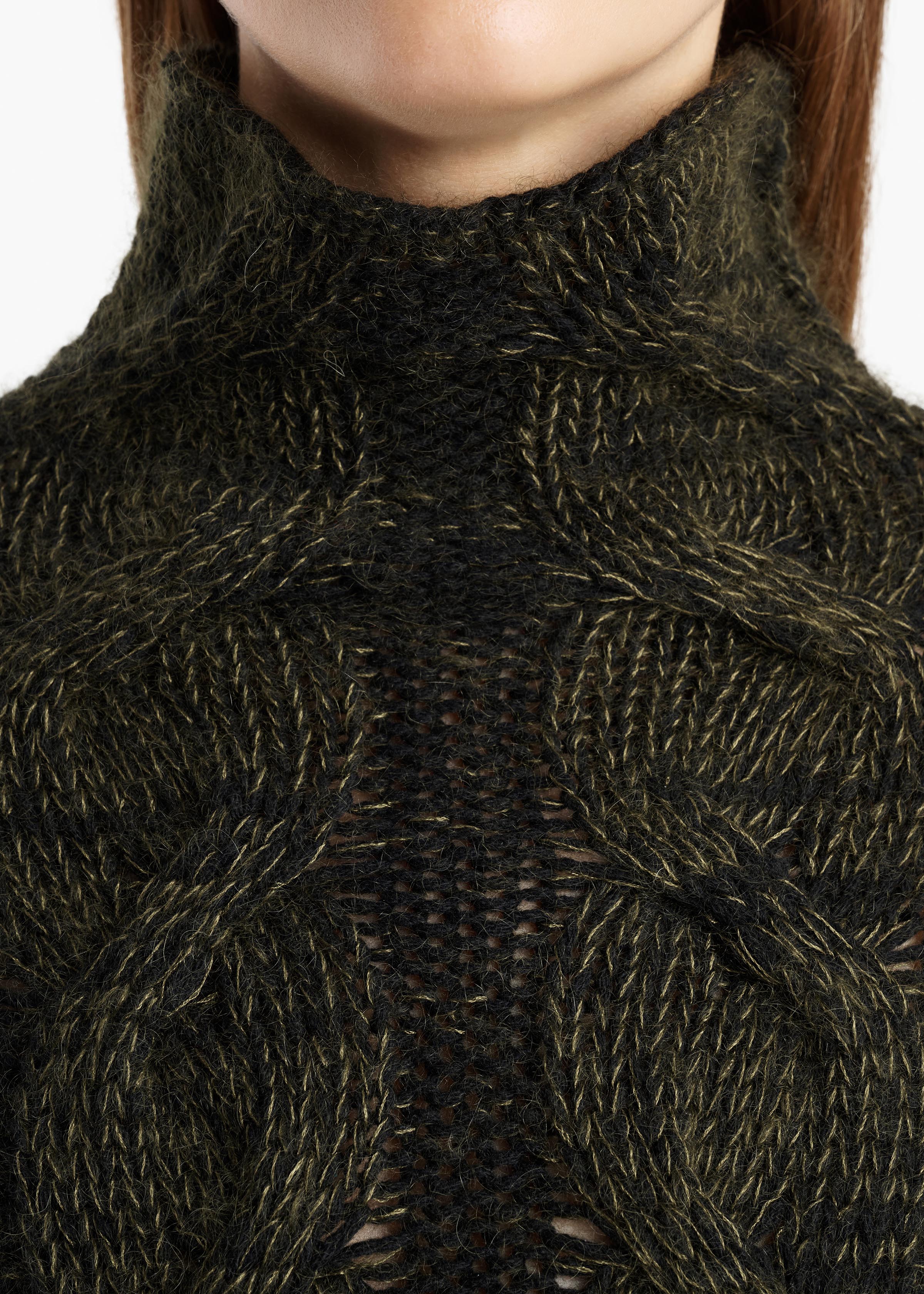 KHAITE  - Nico Sweater in Black and Olive Multi