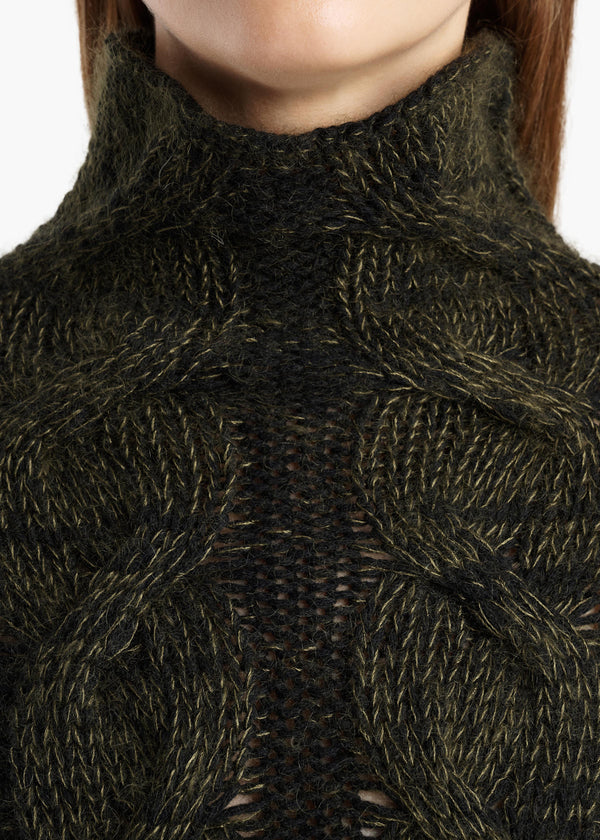 Nico Sweater in Black and Olive Multi