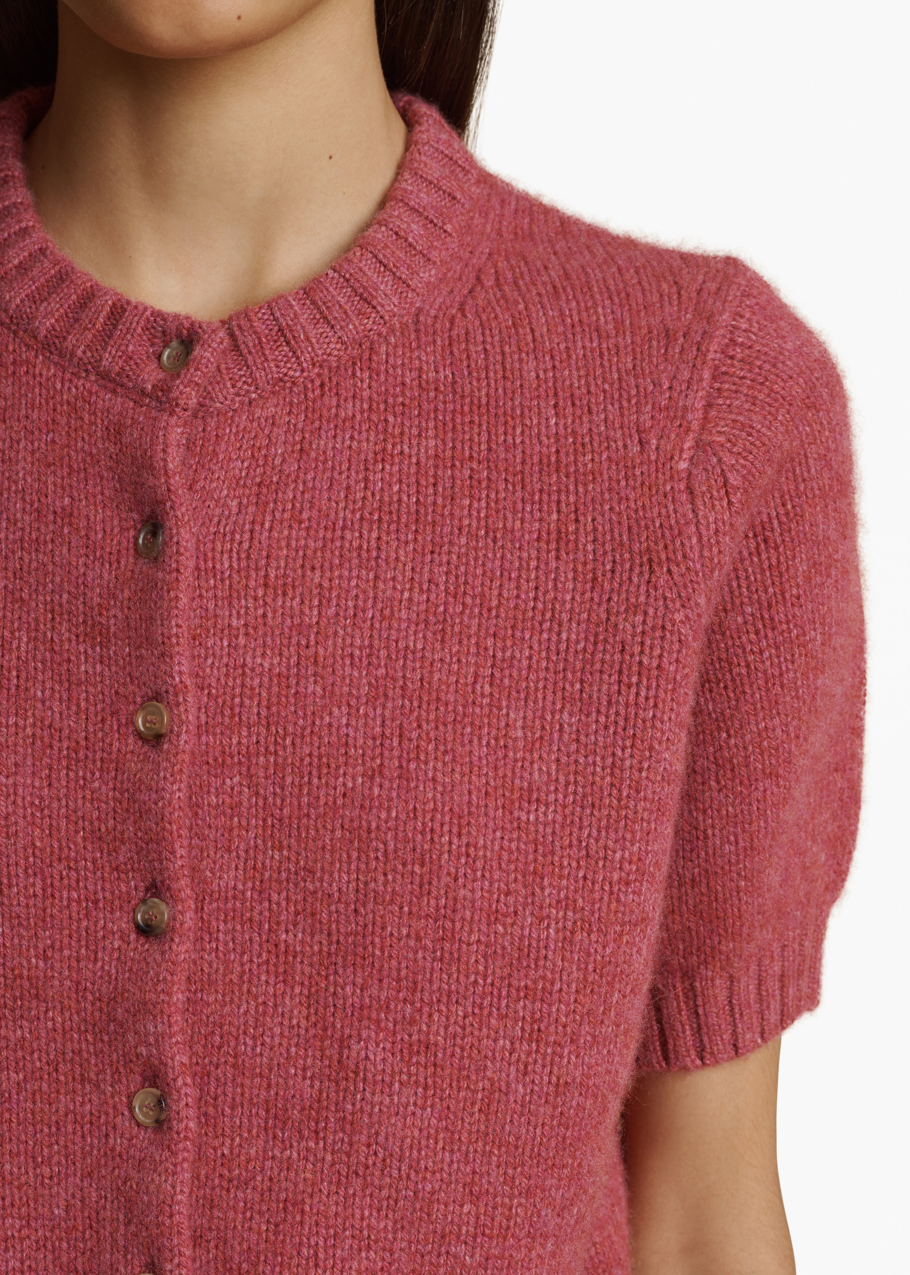 NORA CARDIGAN IN AMARANTH DETAILED VIEW 1