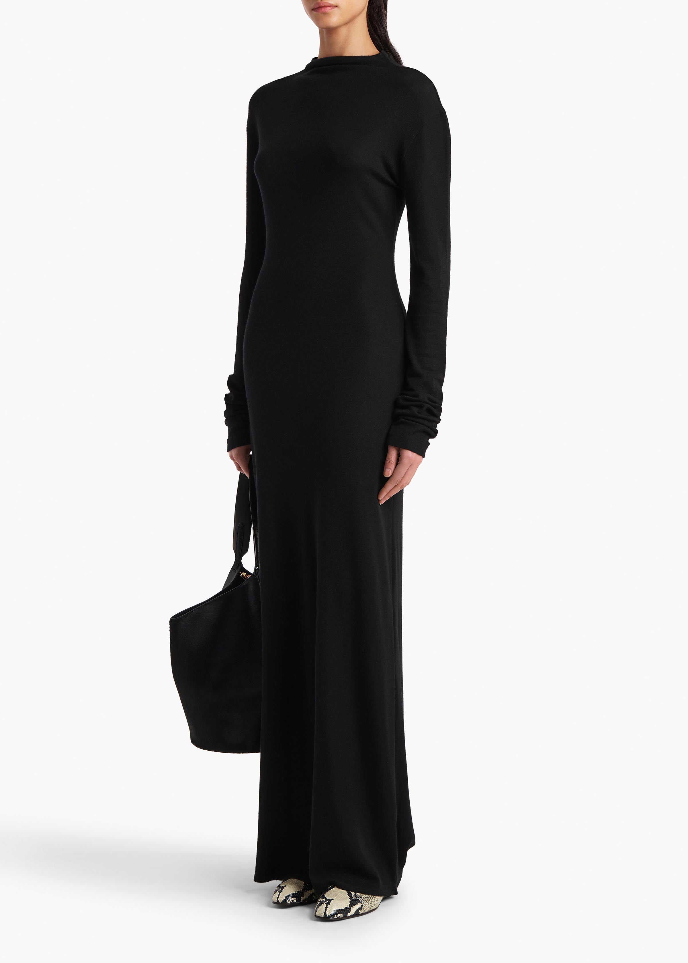 Norla Dress in Black Silk Cashmere Jersey