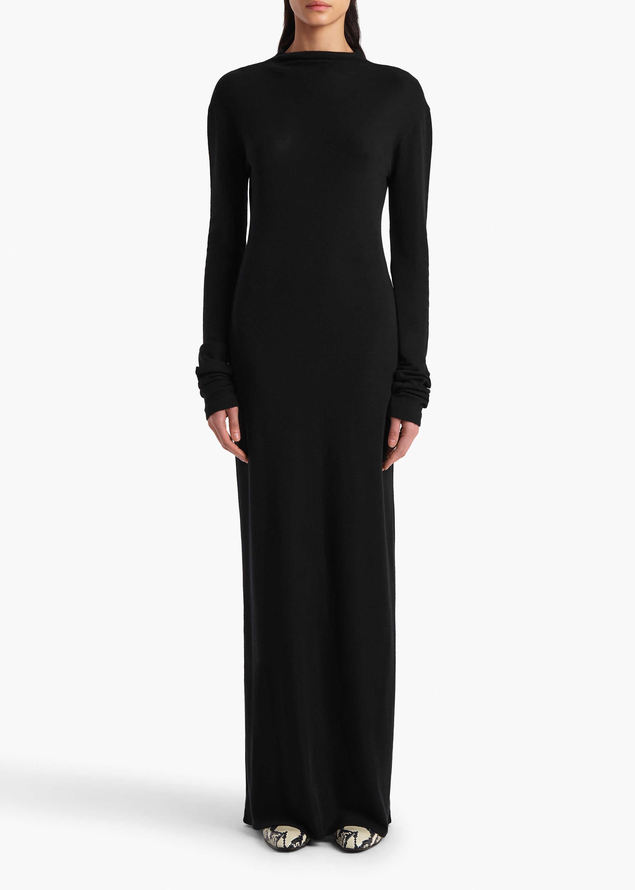 Norla Dress in Black Silk Cashmere Jersey