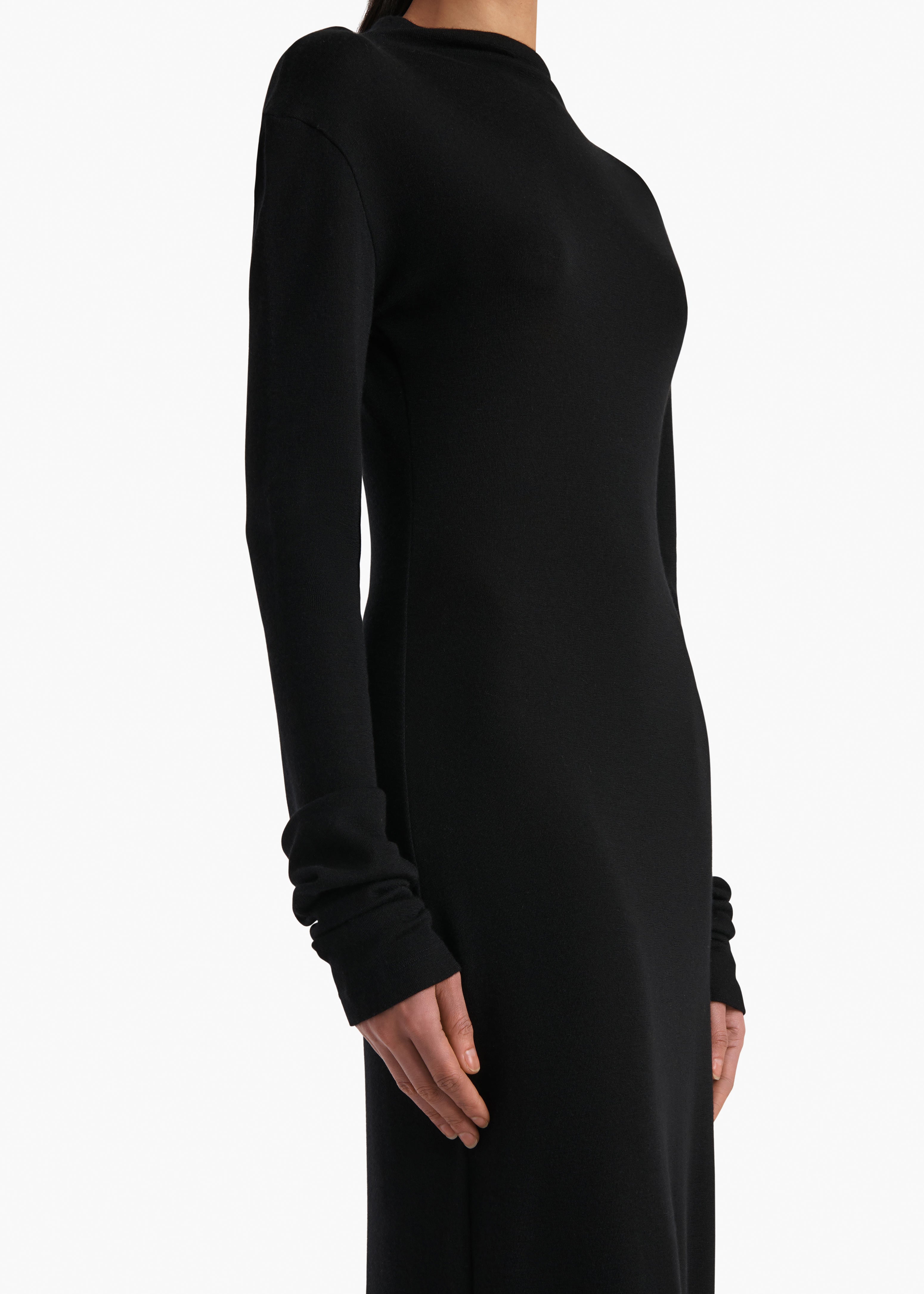Norla Dress in Black Silk Cashmere Jersey