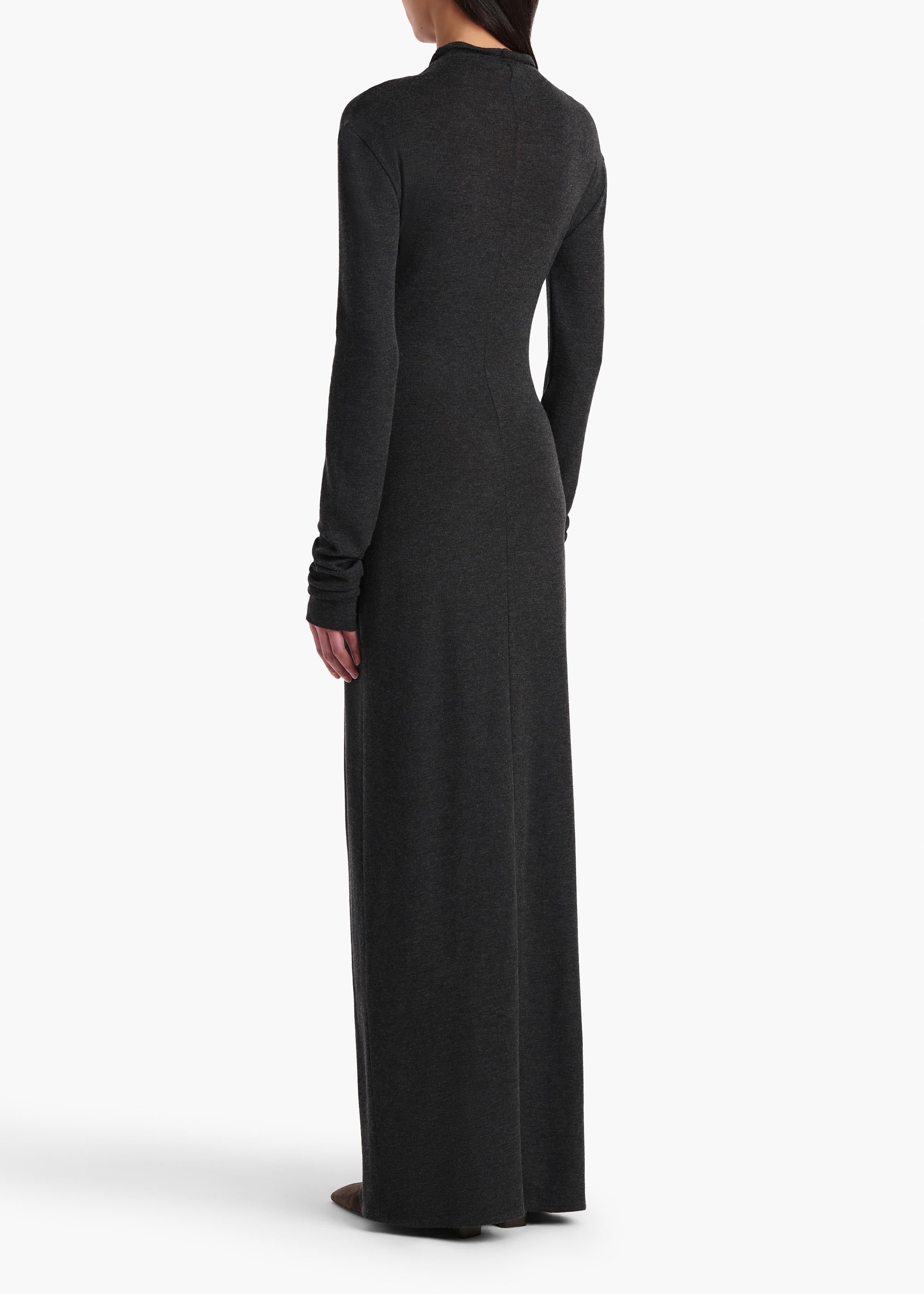 Norla Dress in Charcoal Silk Cashmere Jersey