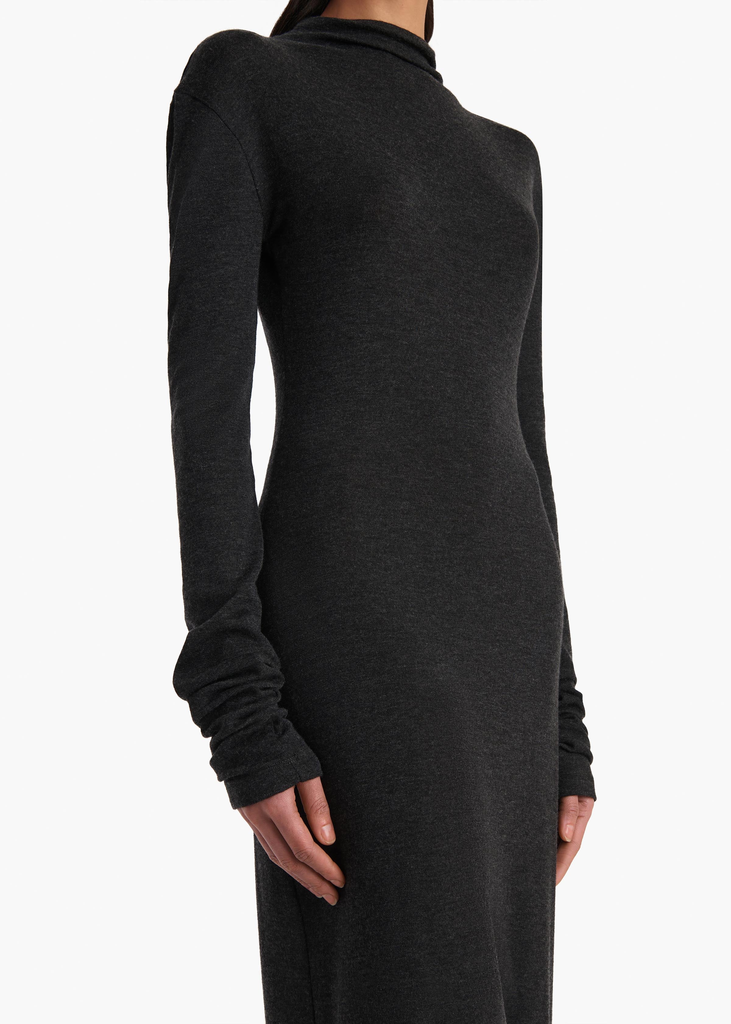 Norla Dress in Charcoal Silk Cashmere Jersey