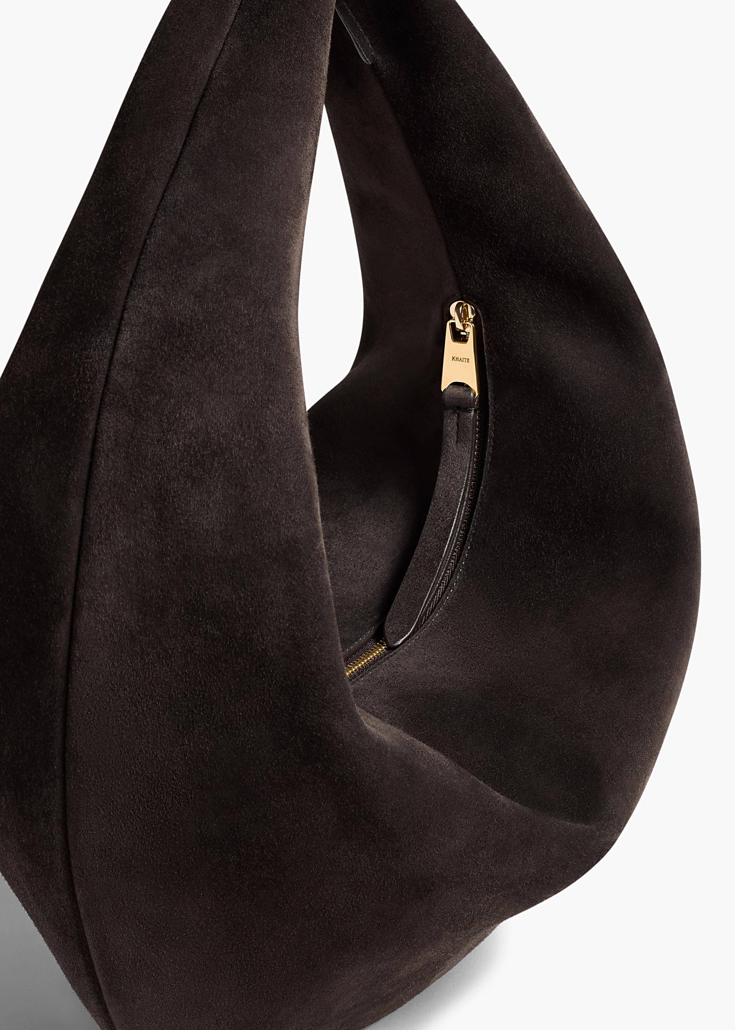 Medium Olivia Hobo in Dark Brown Suede – KHAITE