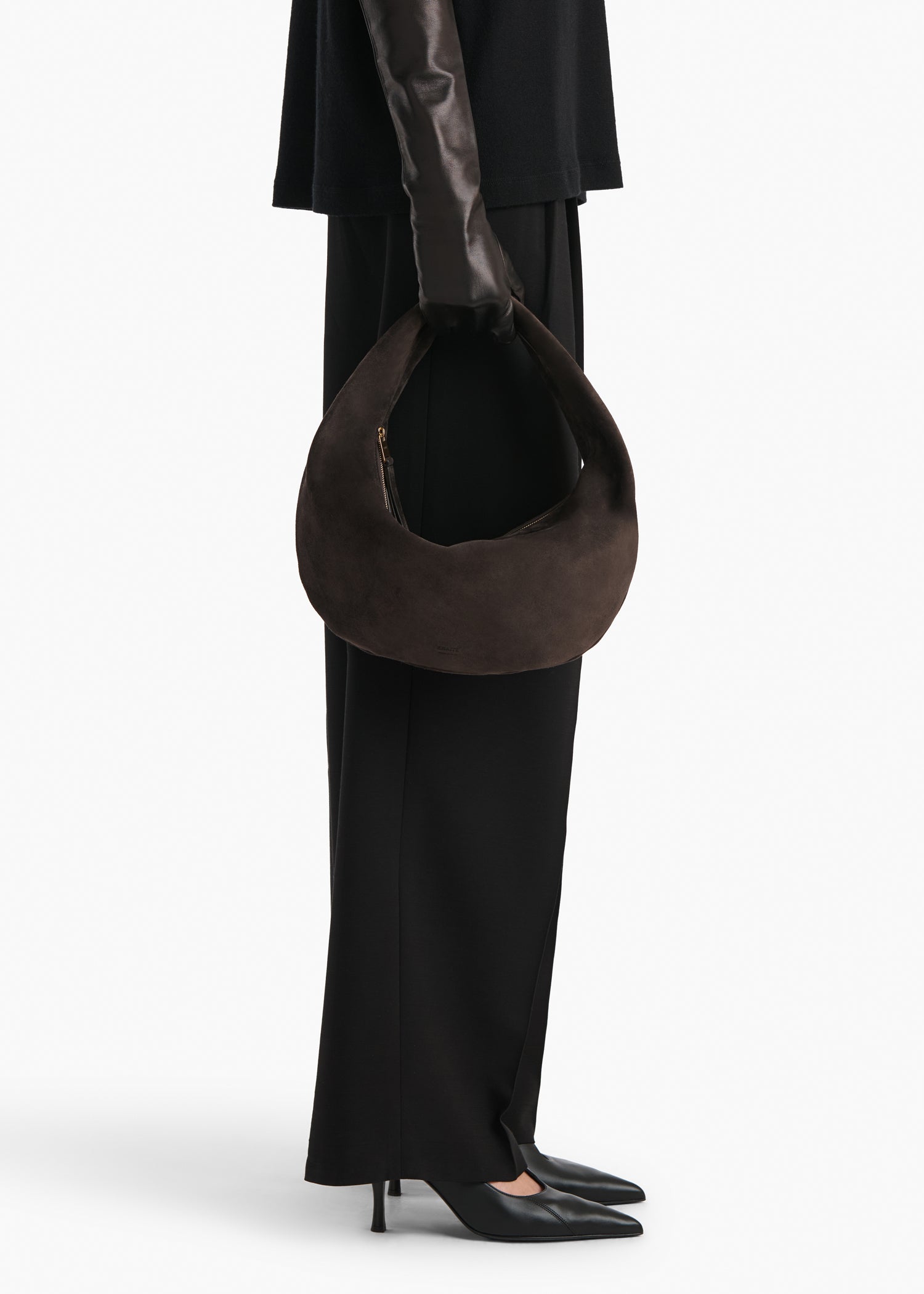 Medium Olivia Hobo in Dark Brown Suede – KHAITE