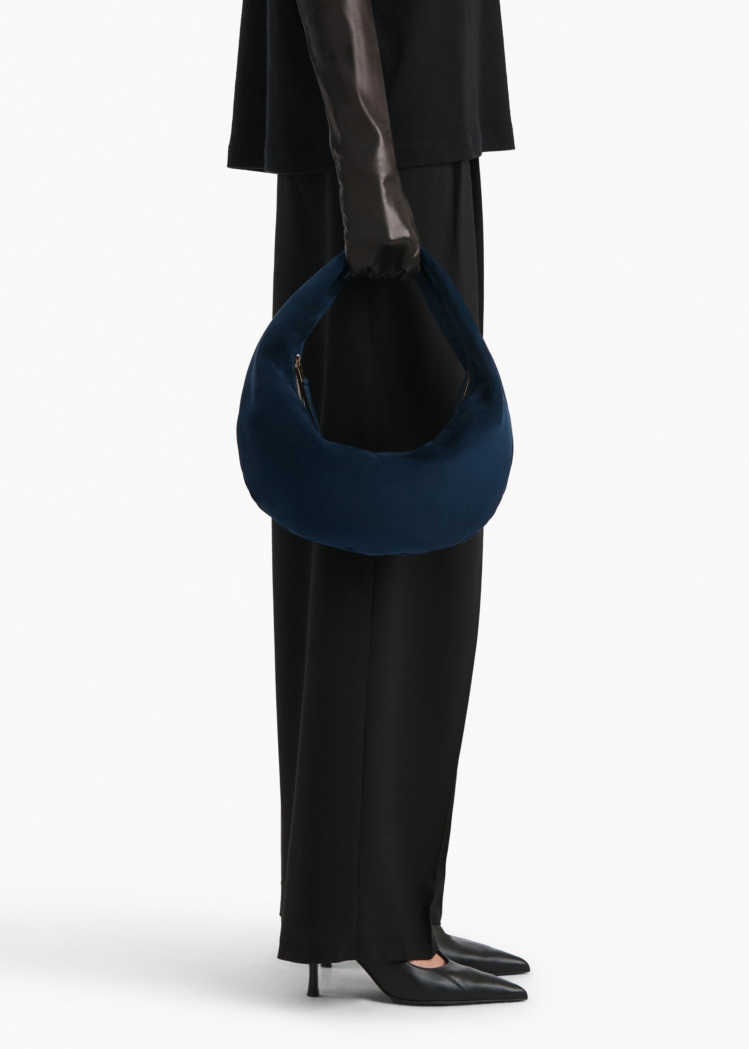 Medium Olivia Hobo in Midnight Suede – KHAITE